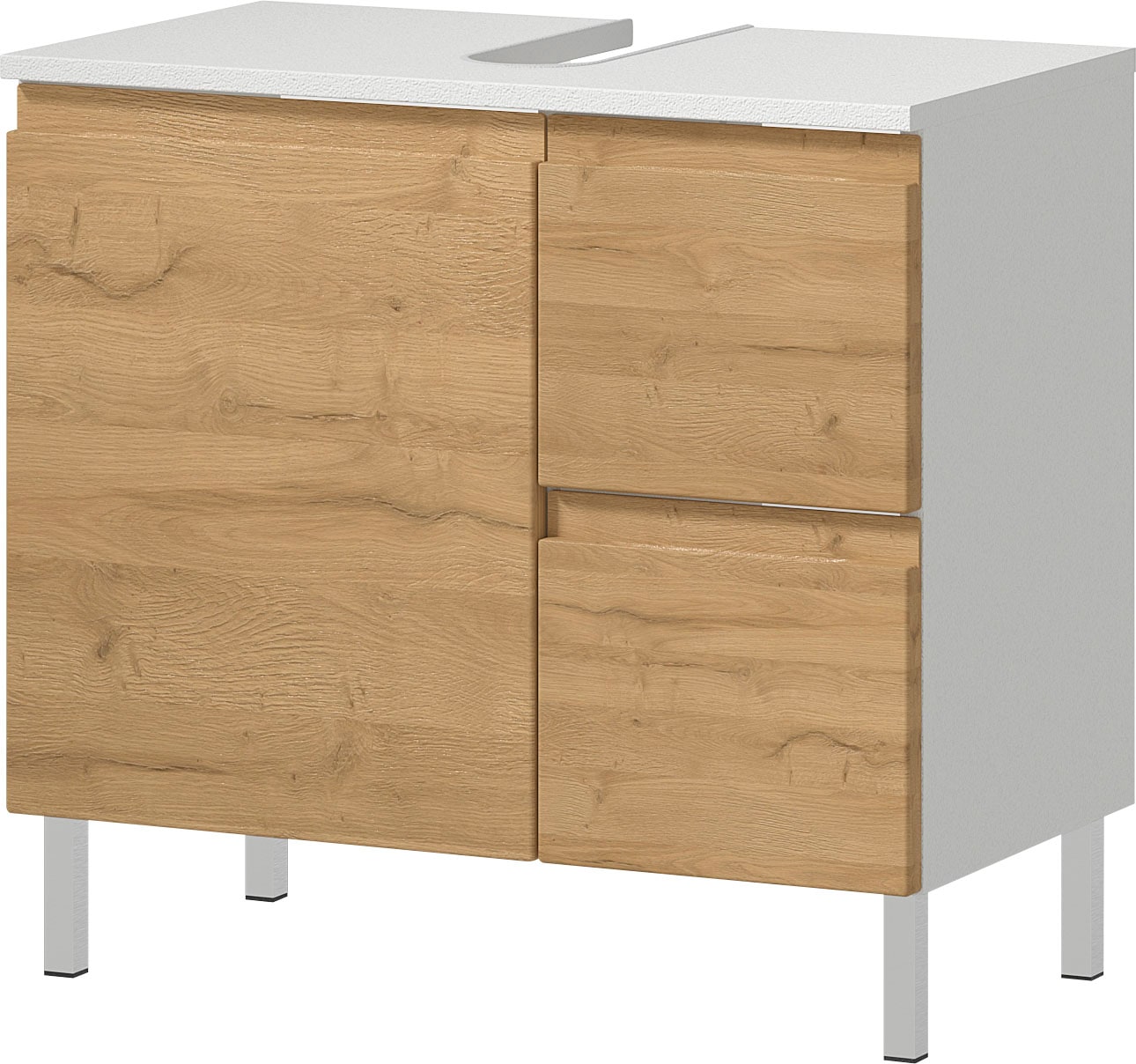 GERMANIA Badmöbel-Set »Torrance«, (3 St.), Waschbecken-Unterschrank, Spiegelschrank mit Beleuchtung, Hochschrank