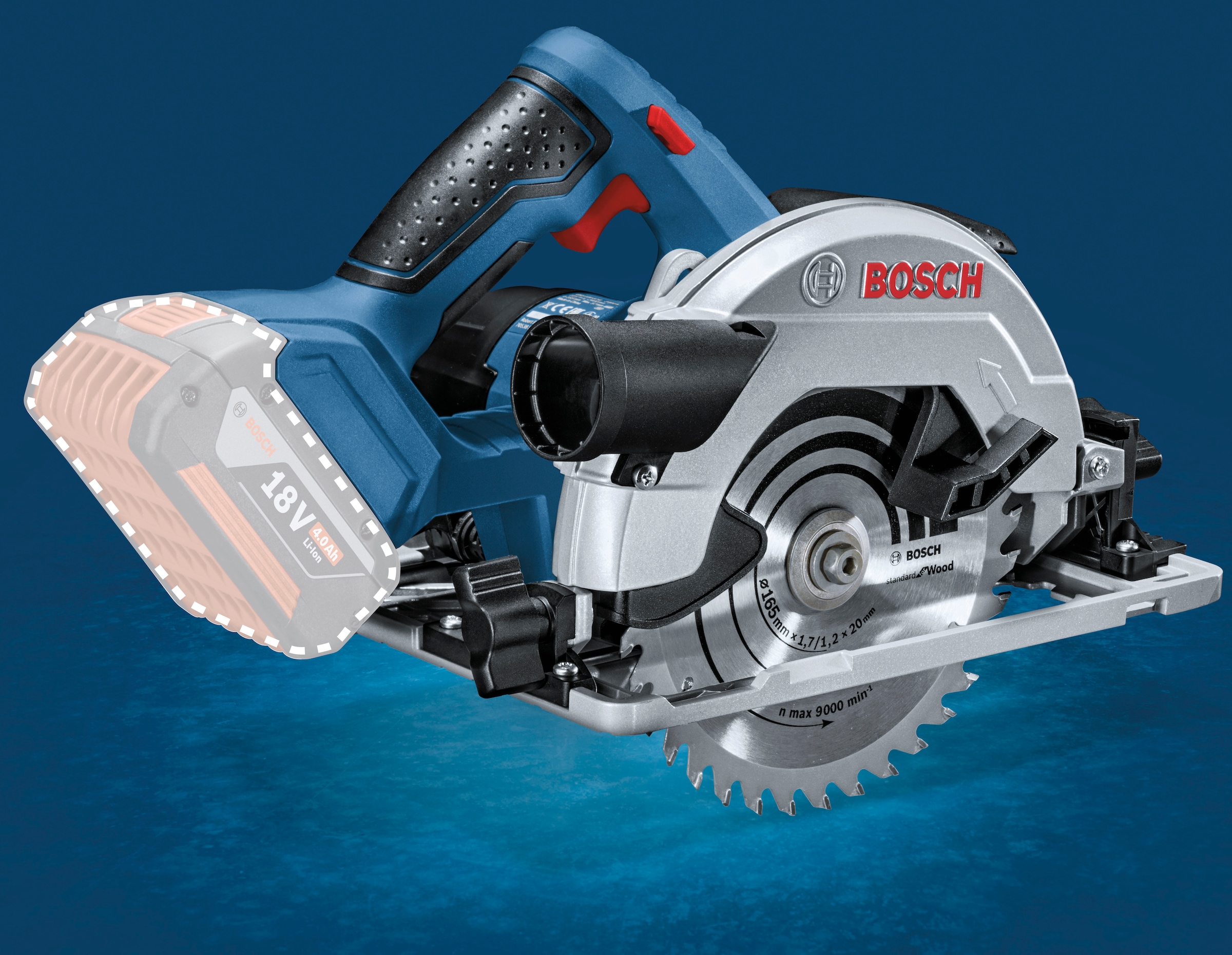 Bosch Professional Akku-Handkreissäge »»GKS 18V-57 G PROFESSIONAL«« Keine Selbstentladung, kein Memory-Effekt, lange Haltbarkeit