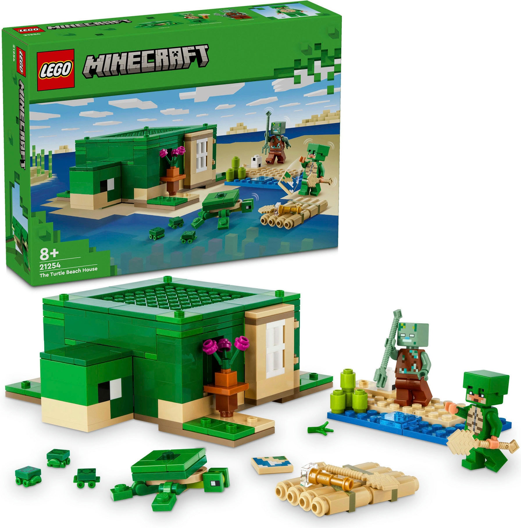 Konstruktionsspielsteine »Das Schildkrötenstrandhaus (21254), LEGO Minecraft«, (234...