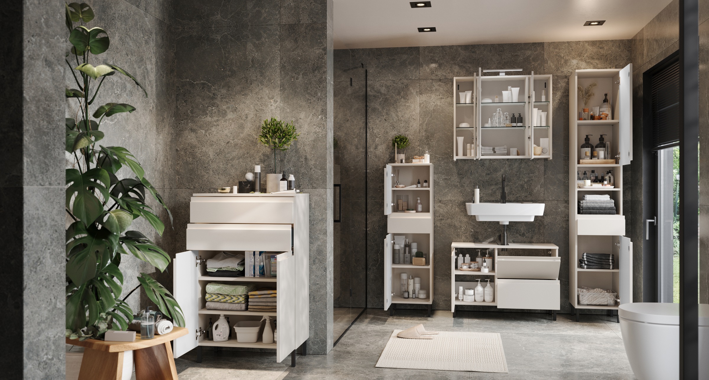 GERMANIA Waschbeckenunterschrank »Scantic«, (1 St.), mit Siphonausschnitt