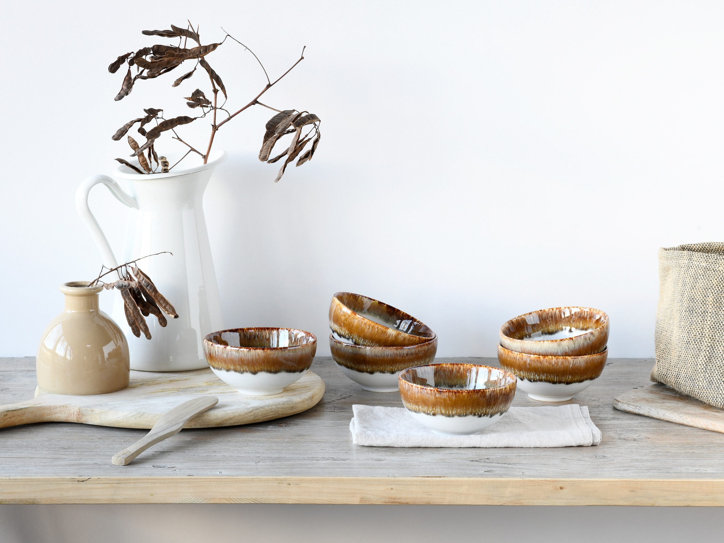 CreaTable Dipschale »Cascade, Schale 6-tlg« 6 Stk. aus Steinzeug Rekativglasur, Healthy Food
