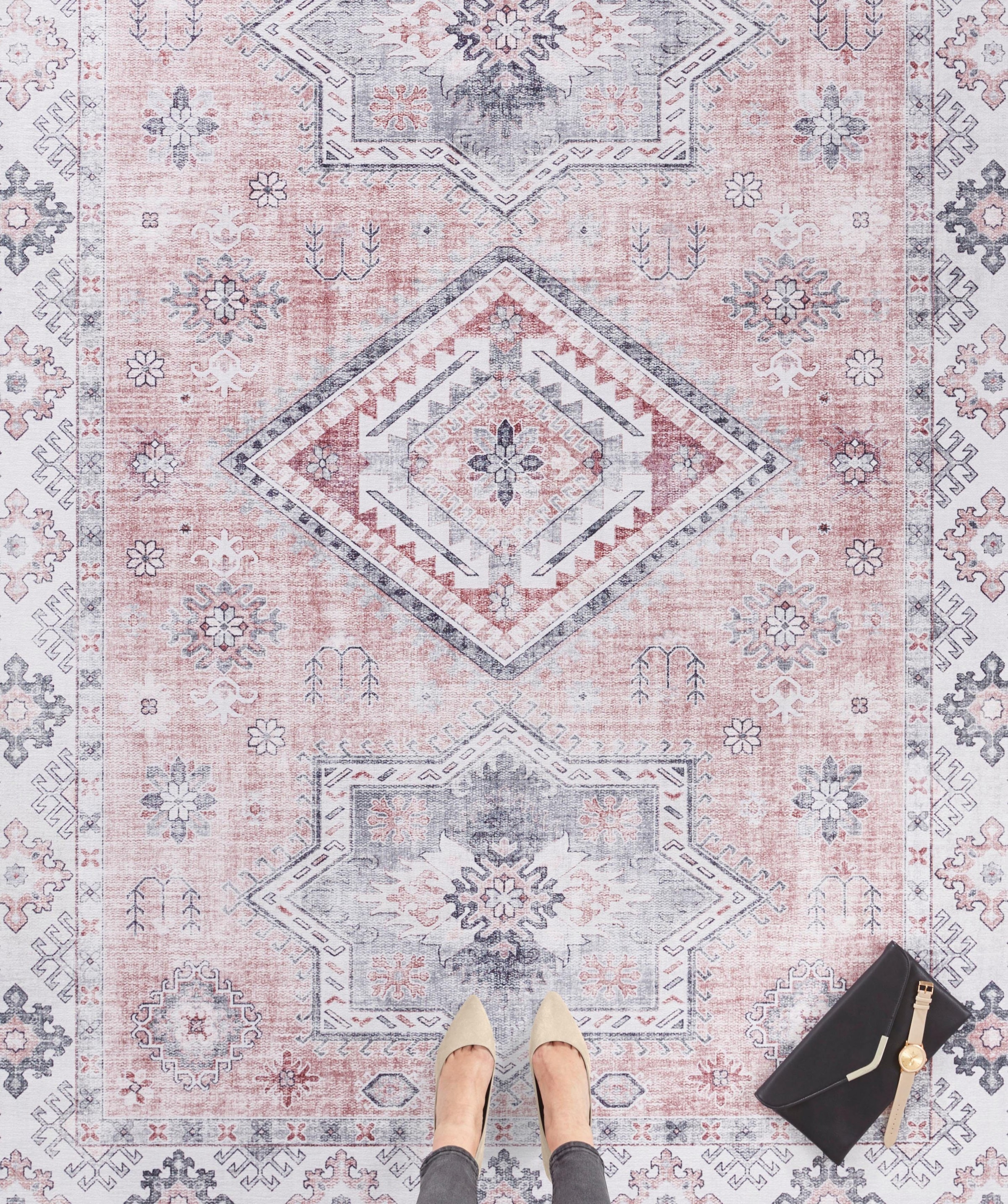 NORTHRUGS Teppich »Gratia«, rechteckig, 5 mm Höhe, Orientalisch, Vintage, Flachgewebe, Läufer, Wohnzimmer, Schlafzimmer