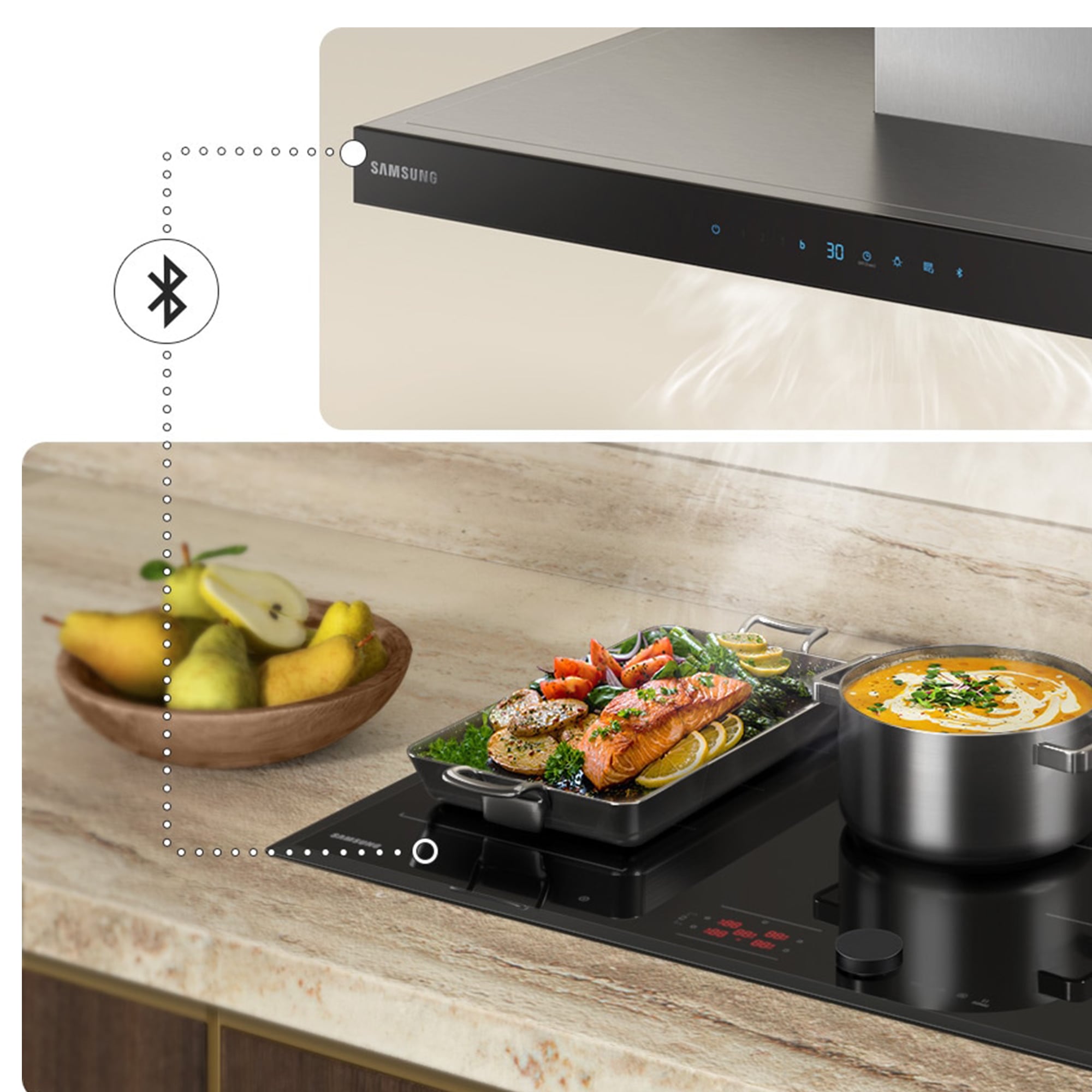Samsung Flex-Induktions-Kochfeld »NZ85C6058HK/U1«, Mehr Flexibilität und viel Platz deine Pfannen & Töpfe. Mit WiFi