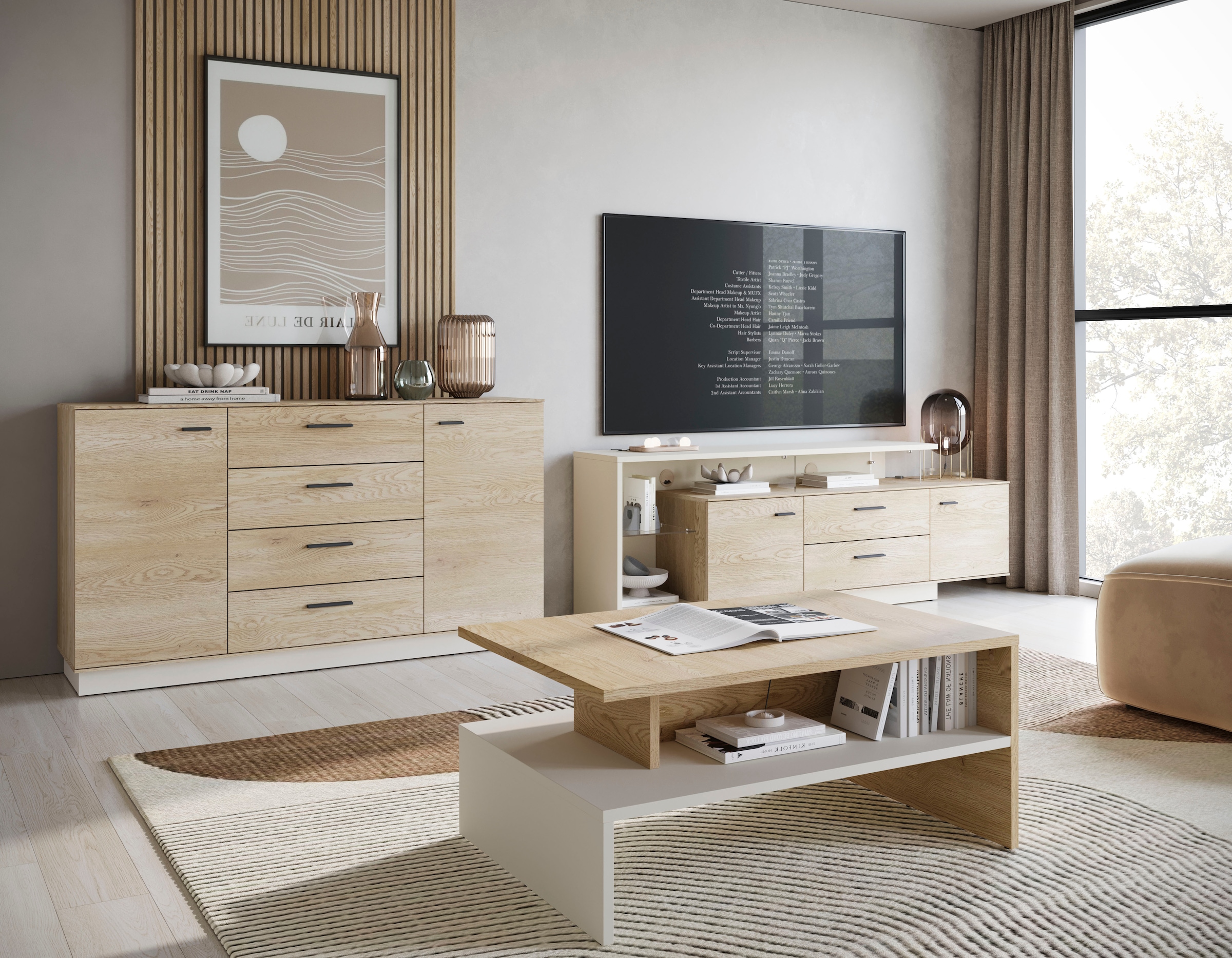 Home affaire Kommode »LAGOON« modernses Sideboard, Breite ca.155 cm, 2 Türen und 4 Schubkasten
