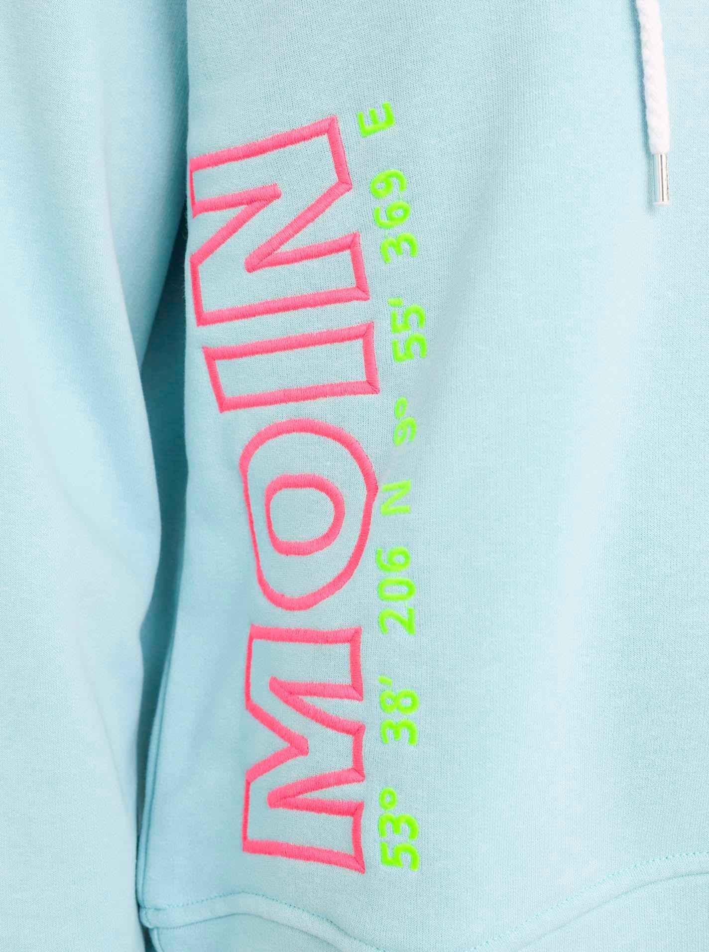 Zwillingsherz Hoodie »"Moin Koordinaten"«, V-Ausschnitt, mit MOIN und Anker Stickerei, Kapuze und Kordelzug