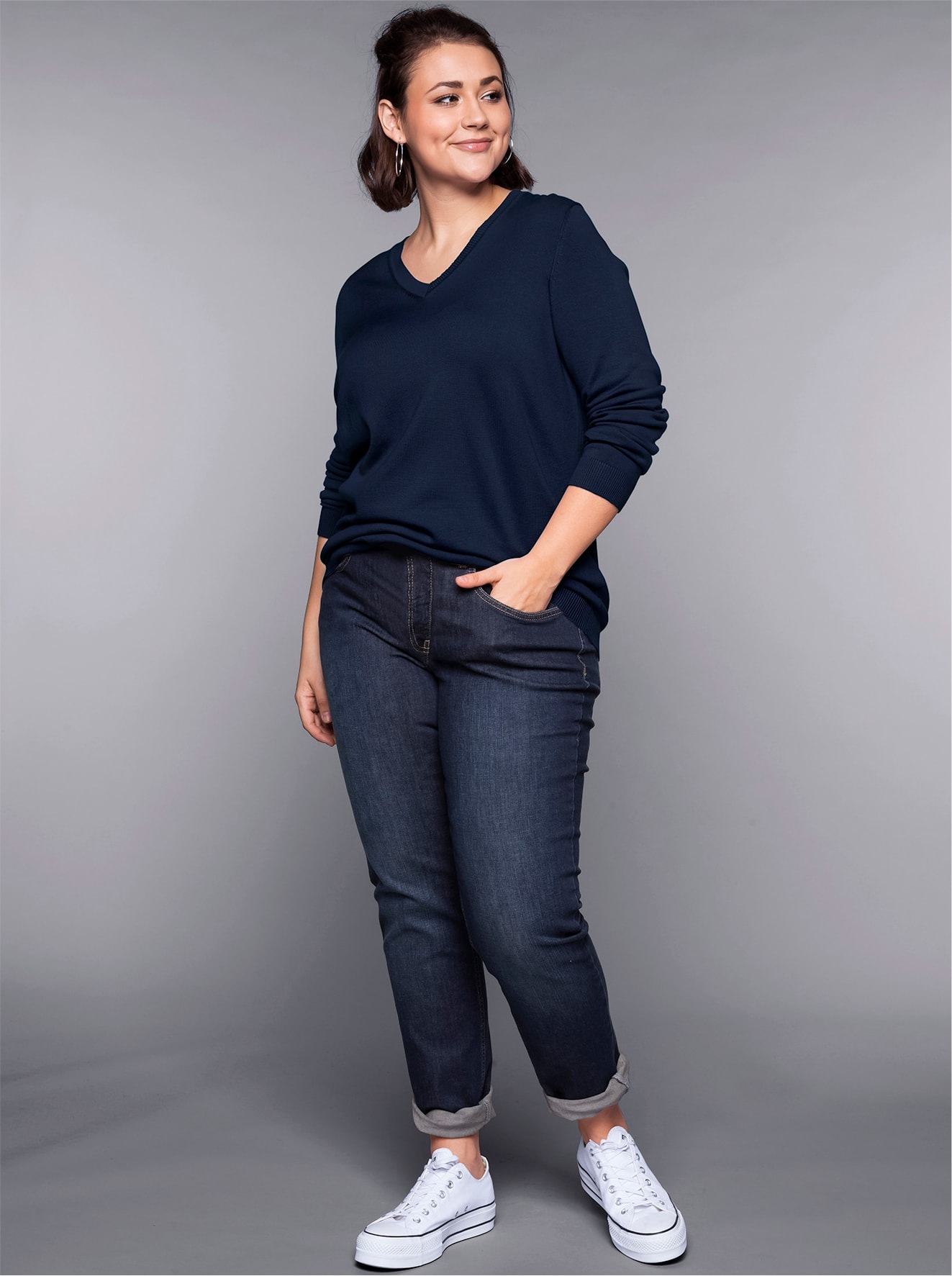 Sheego Strickpullover »V-Ausschnitt-Pullover«