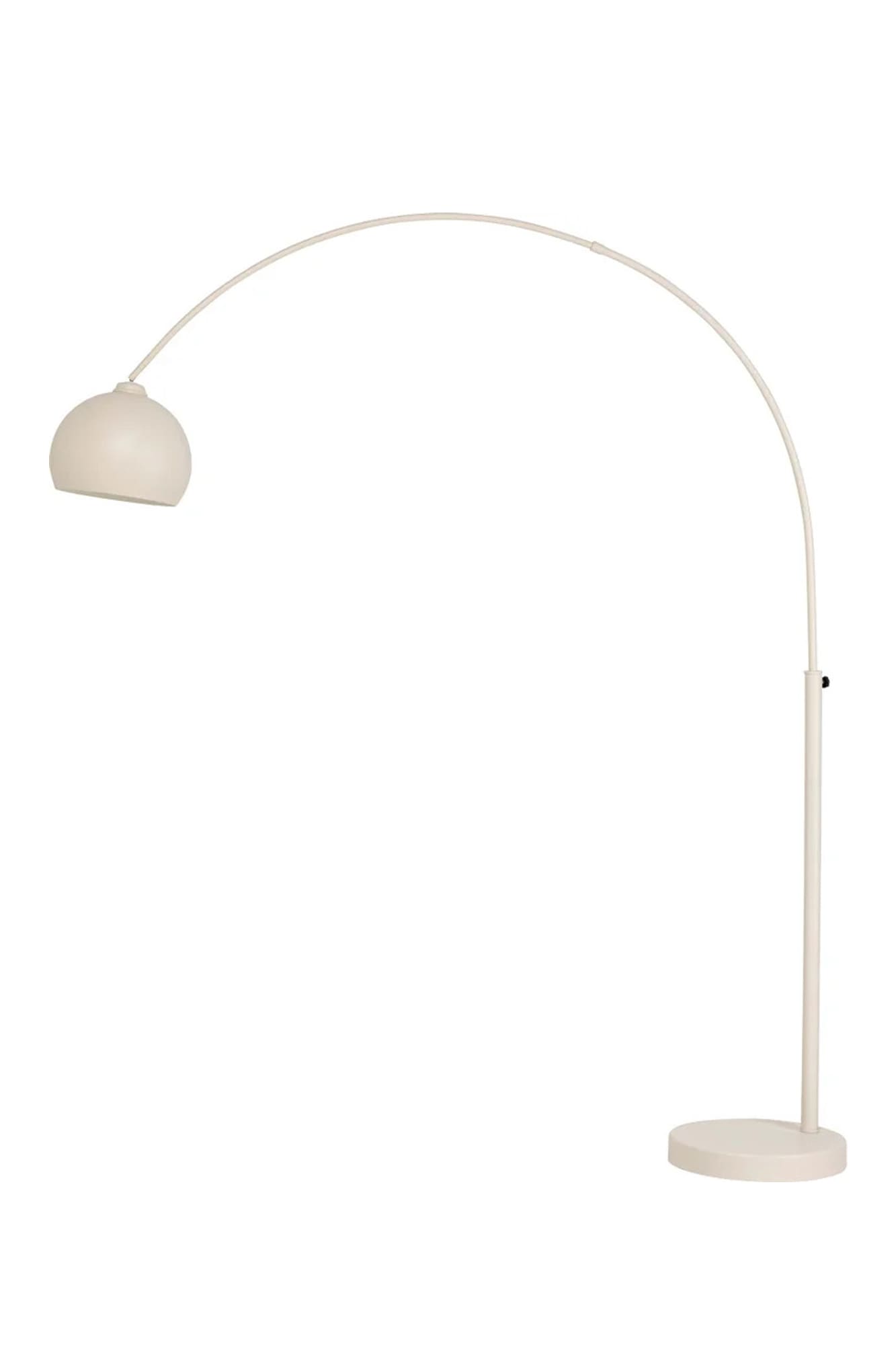 SalesFever Bogenlampe »Elegante Form mit stilvollem Metallschirm und hochwertigem Marmorfuß« E27 1 Stk. beige, Höhe 208 cm, mit Marmorfuß & Dimmer – zeitloses Design
