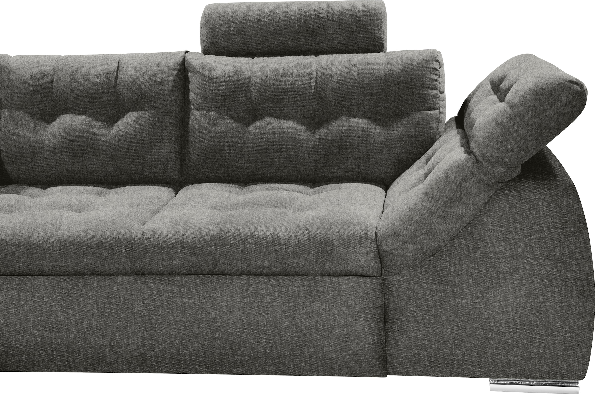ED EXCITING DESIGN Ecksofa Oman, mit Bettfunktion, Bettkasten, Armteilverstellung und  Kopfstützen