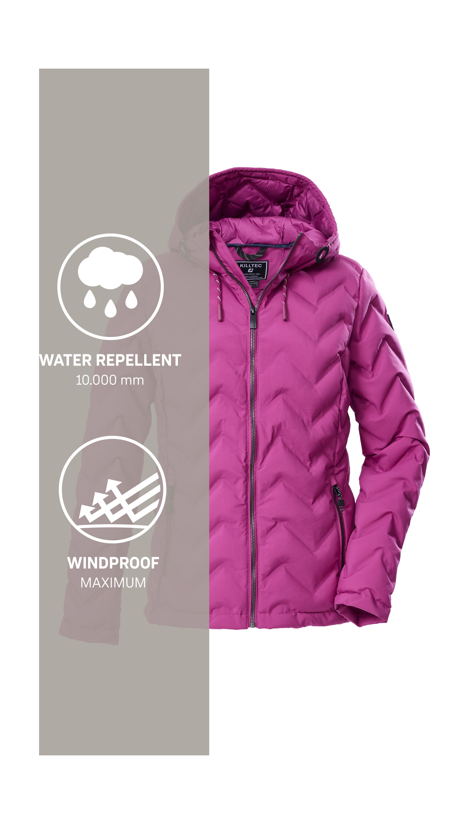 Killtec Steppjacke »KOW 23 WMN QLTD JCKT«, Wasserabweisende Damenjacke mit verstellbarer Kapuze und Taschen