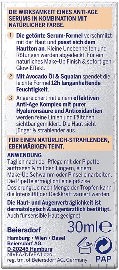 Nivea Foundation »CELLULAR 3IN1 HYALURON SERUM FOUNDATION« mit natürlicher Deckkraft, für kleine Unebenheiten und Rötungen
