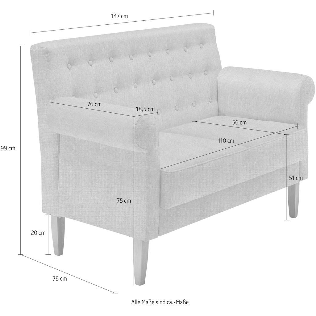 Home affaire Küchensofa »Scalea«, inkl. 2 Stk. Zierkissen, in verschiedenen Stoffen und Farben