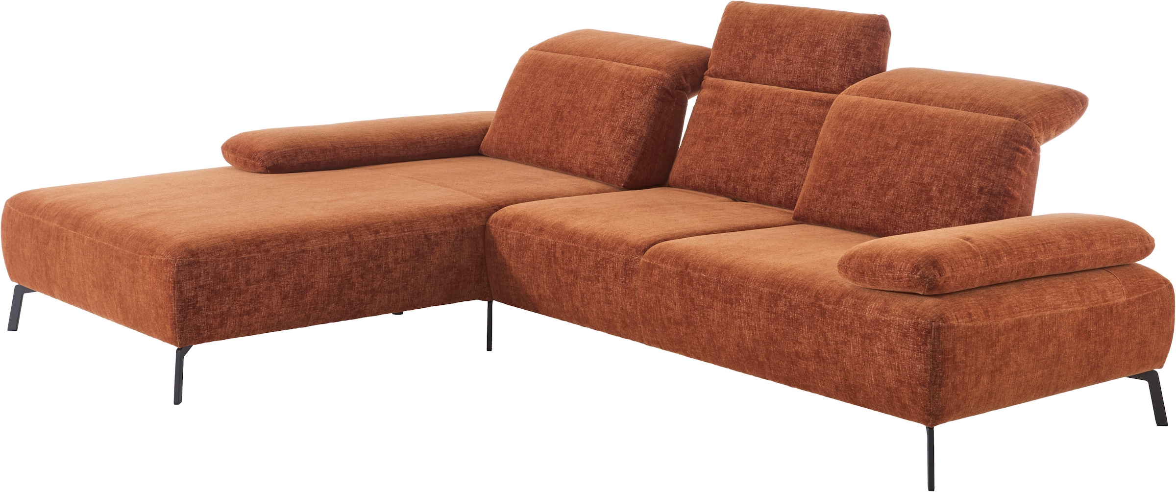 Home affaire Ecksofa »Liora, L-Form mit verstellbarem Kopfteil, Breite 291 cm« klappbare Armlehne, Tonnentaschenfederkern&saugroboterfreundliche Höhe