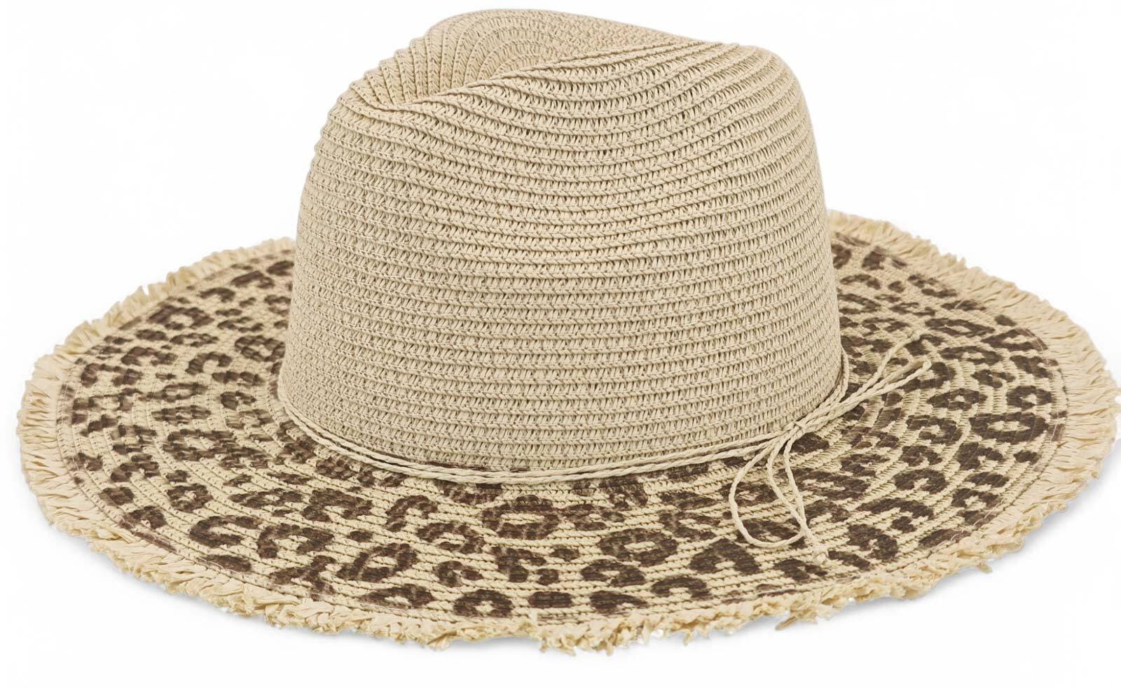 styleBREAKER Sonnenhut »Panama Strohhut mit Leoparden Muster« 1 Stk.