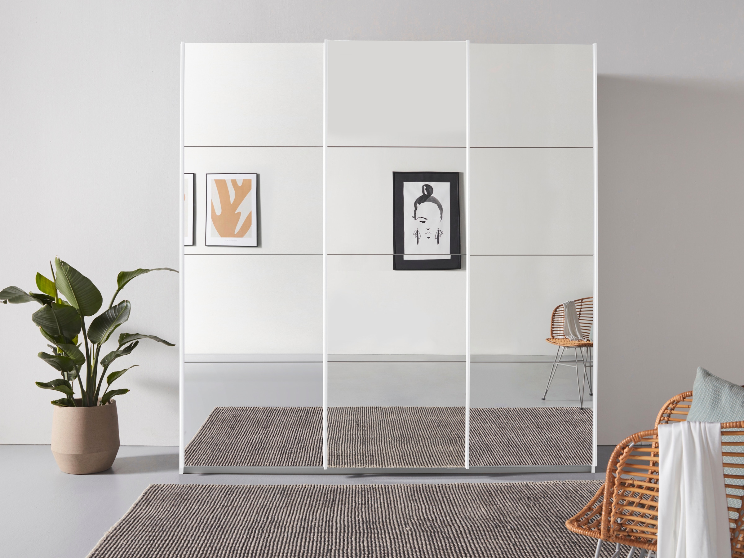 rauch Schwebetürenschrank »Kleiderschrank Schrank Garderobe ORACLE mit Spiegelfront«, inkl. Schubladen-Einsatz und extra Einlegeböden MADE IN GERMANY