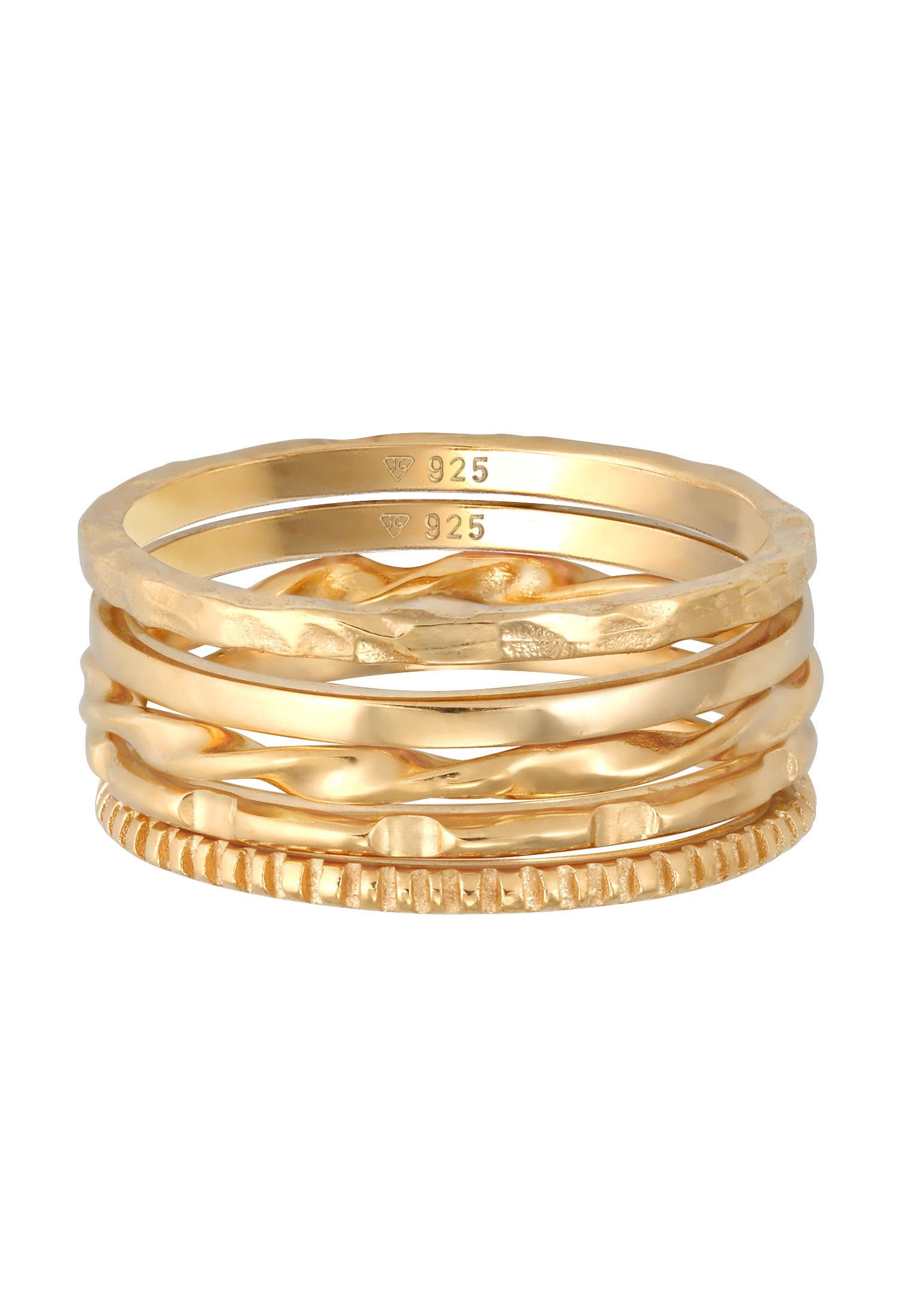 Elli Ring-Set »Ring Stapelringe Stacking Basic 5er Set 925 Silber«