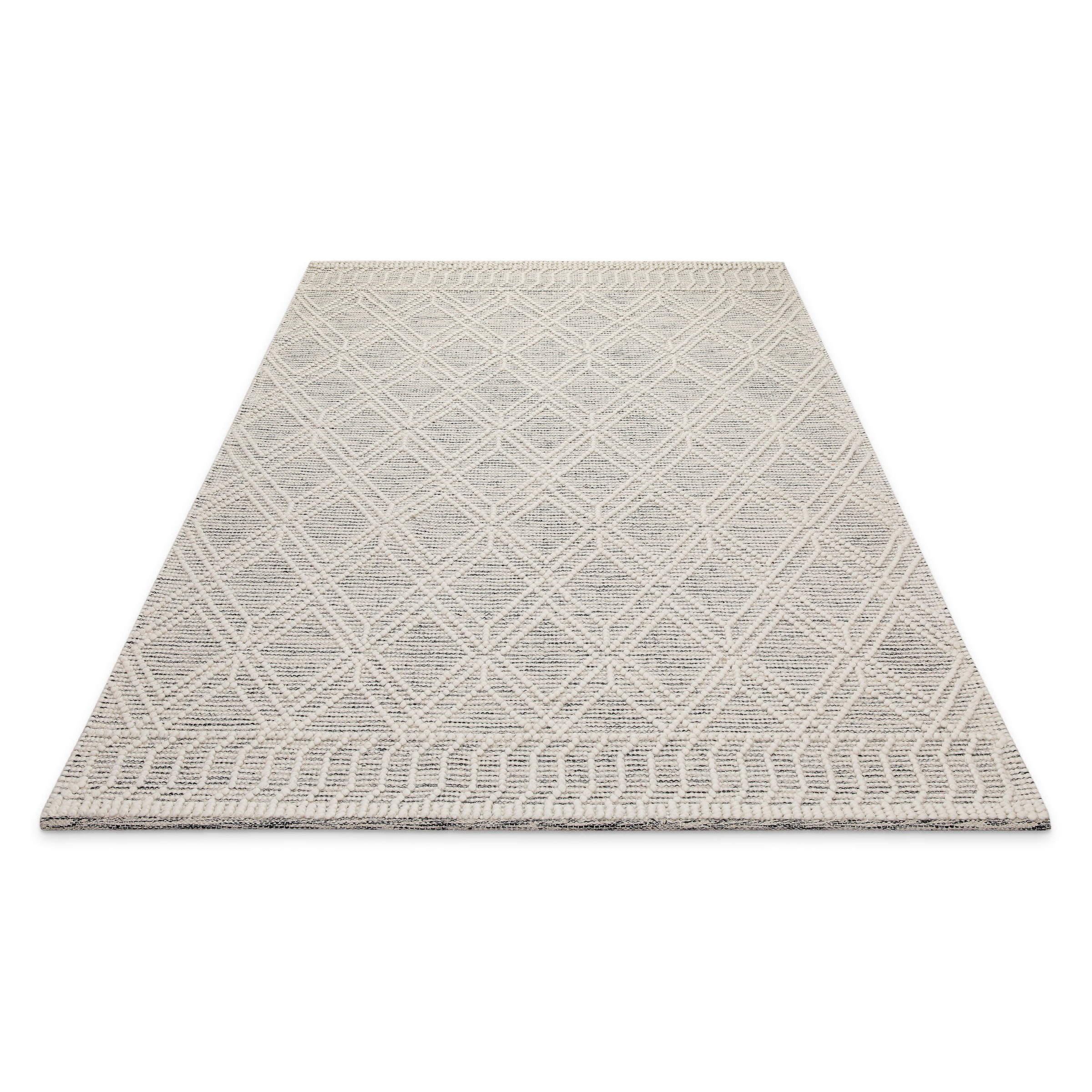 OTTO home Teppich »Eleena«, rechteckig, 8 mm Höhe, 70% Wolle, handgewebt, Raute, Hoch-Tief, Wohnzimmer, Naturfaser