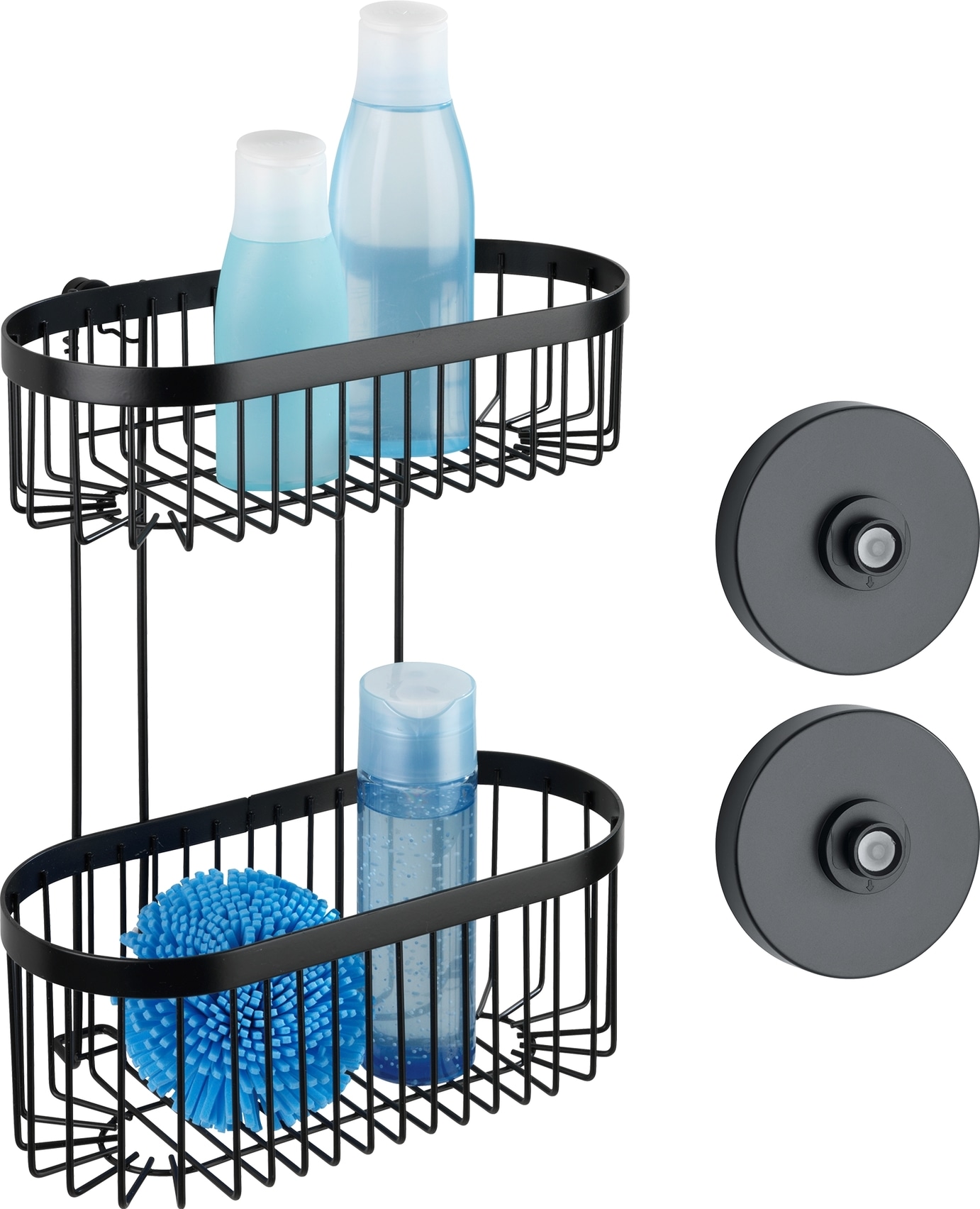 WENKO Badregal »Classic Plus« Wandregal, befestigen ohne Bohren, Vacuum-Loc®, aus Stahl, schwarz