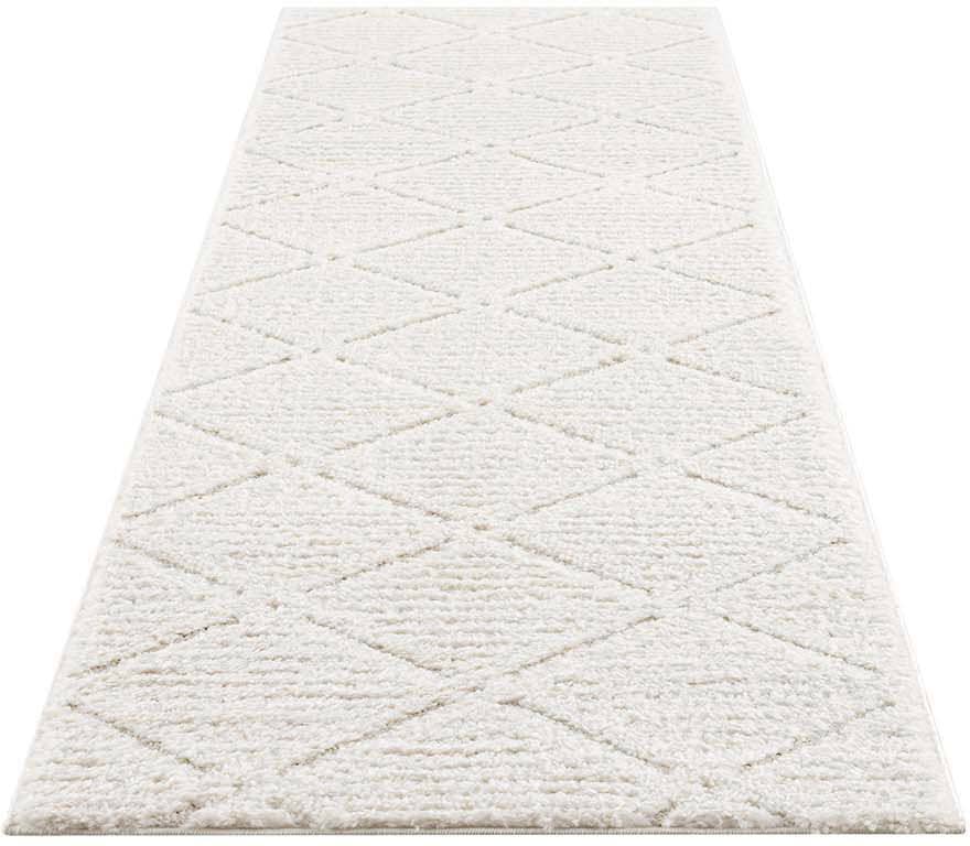my home Hochflor-Teppich »Tammo«, rechteckig, 20 mm Höhe, Läufer, weich, uni, Rauten-Optik, Hoch Tief Struktur, Wohnzimmer