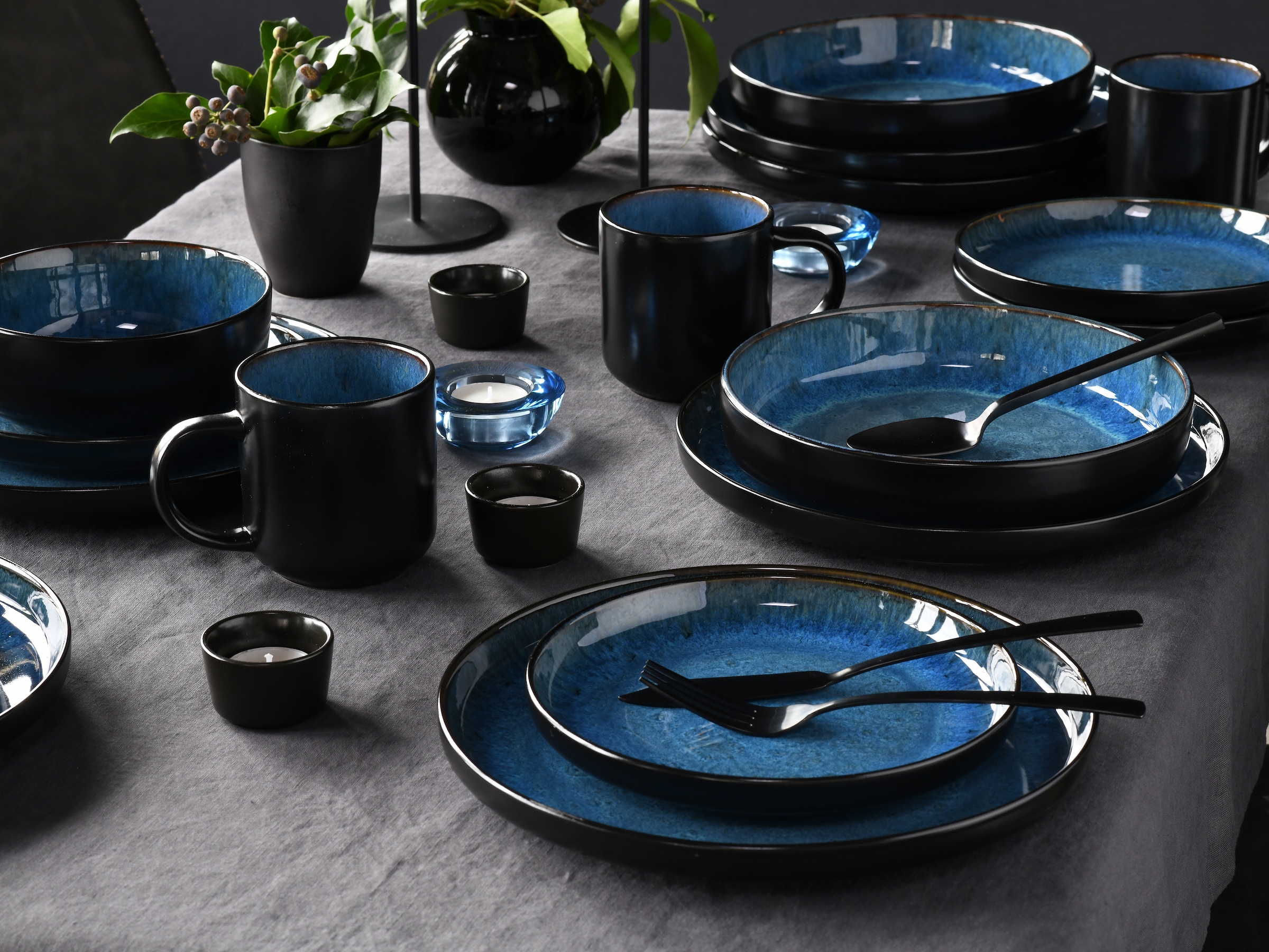CreaTable Kombiservice »Nordic Fjord«, (Set, 30 tlg.), je 6 Speiseteller, Suppenteller, Dessertteller, Schalen, Kaffeebecher