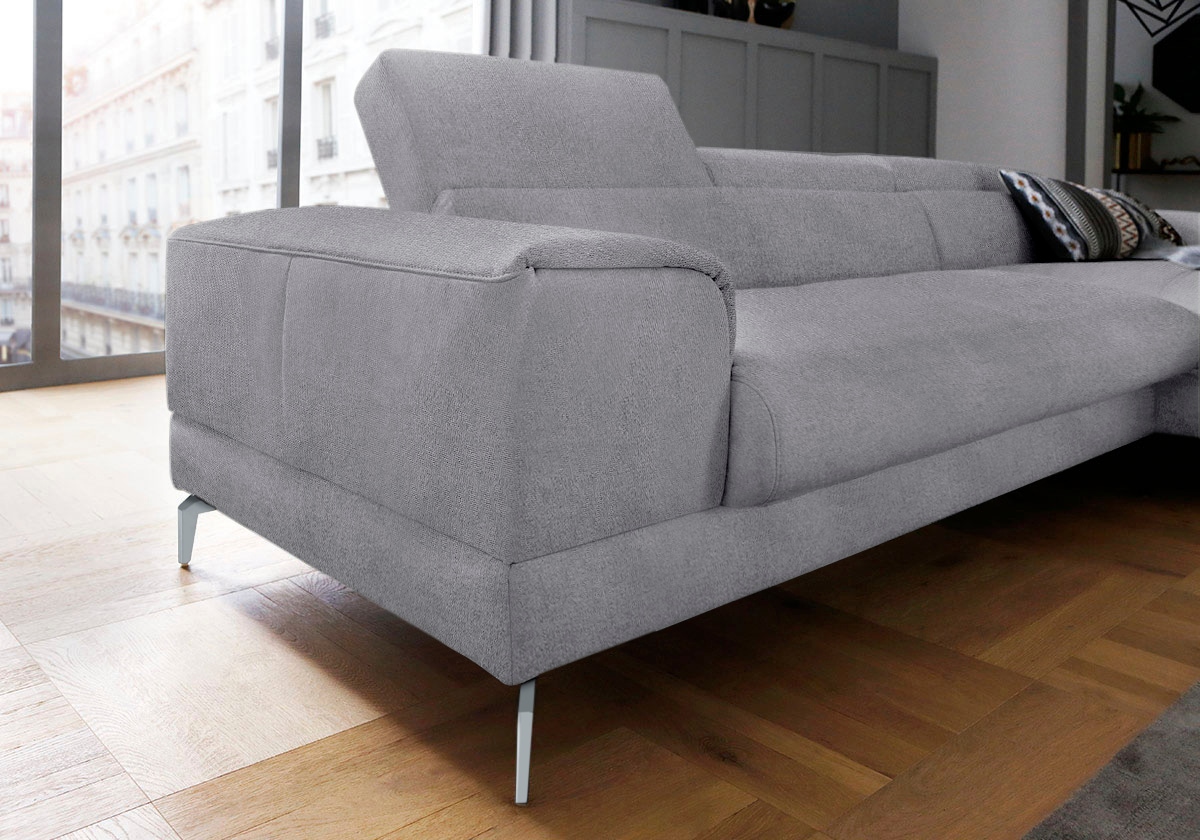 W.SCHILLIG Ecksofa »piedroo, Designsofa mit tollem Sitzkomfort, bequem und elegant, L-Form« Kopfteilverstellung, wahlweise mit Sitztiefenverstellung, Breite 303cm