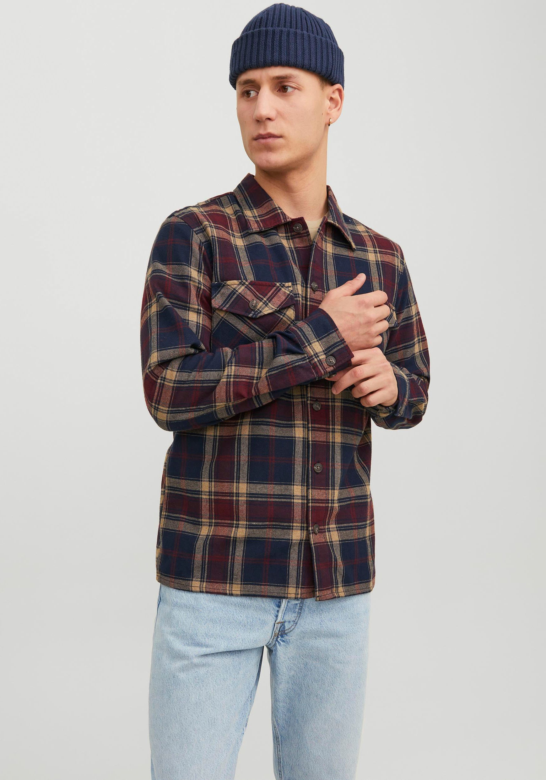Jack & Jones Langarmhemd »JJEEDDIE OVERSHIRT LS NOOS«