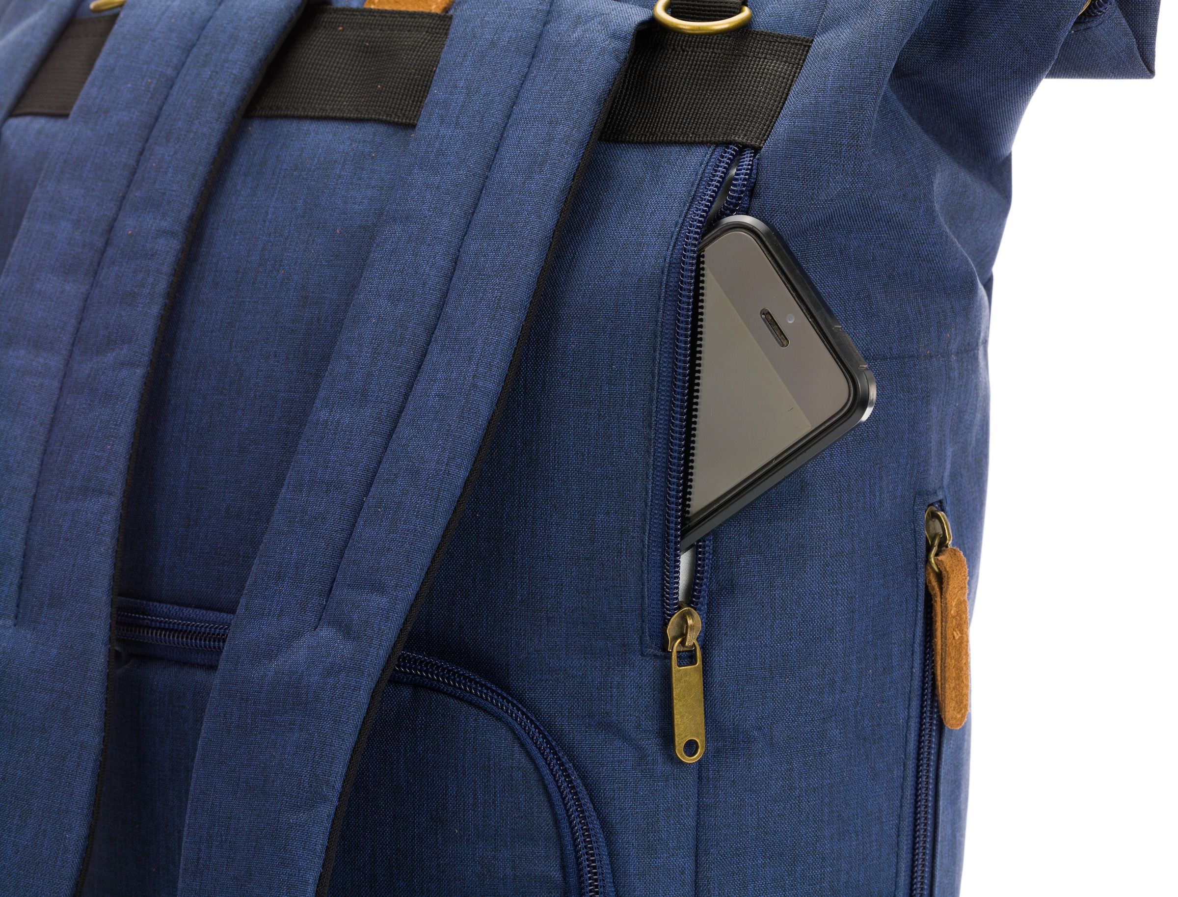 Fillikid Wickelrucksack »Rolltop Berlin, navy melange«, Reflektoren, inkl. Wickeltunterlage