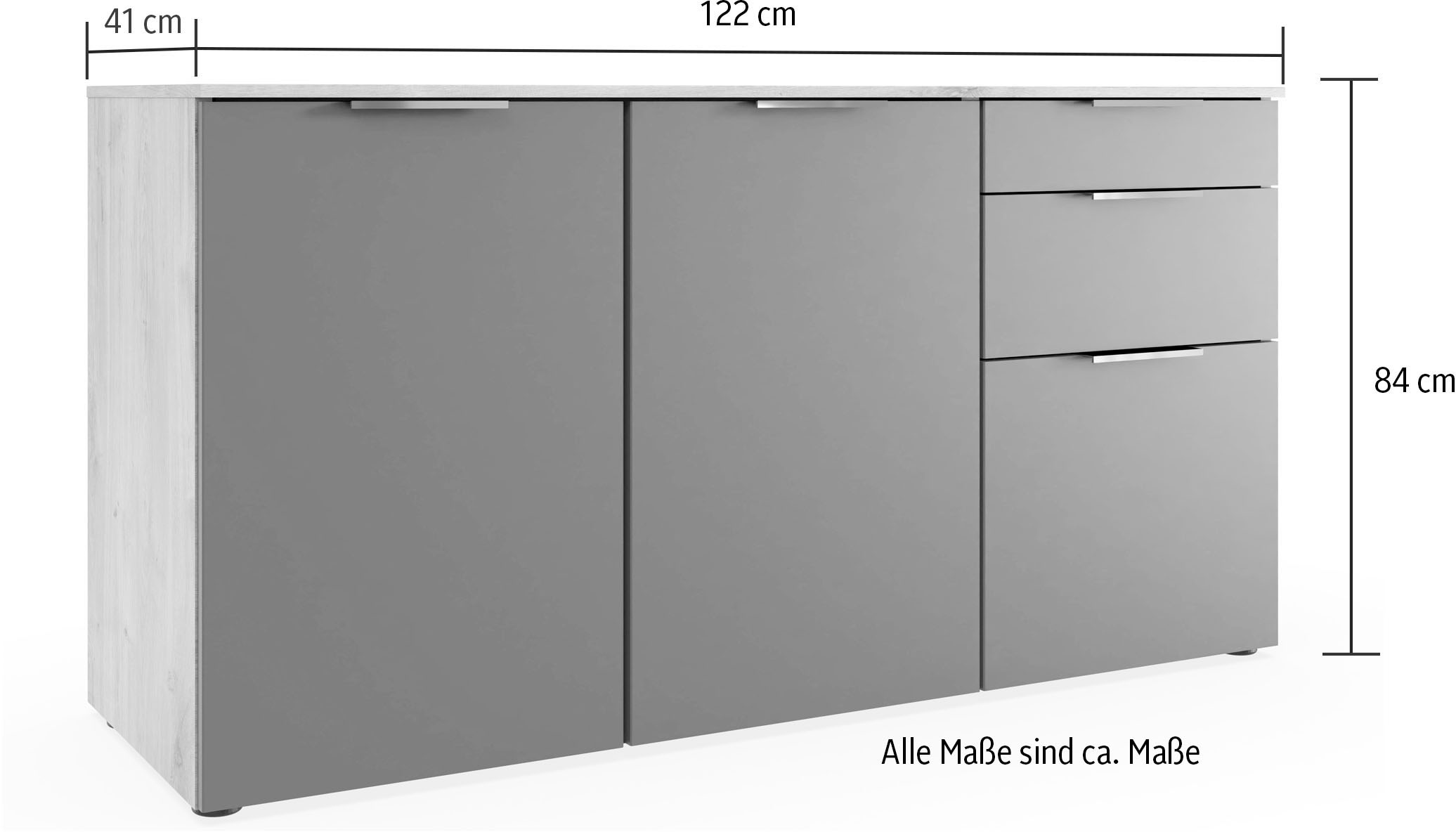 Wimex Kombikommode »Level by fresh to go«, 3-türig, mit 2 Schubladen und soft-close Funktion, 122cm breit
