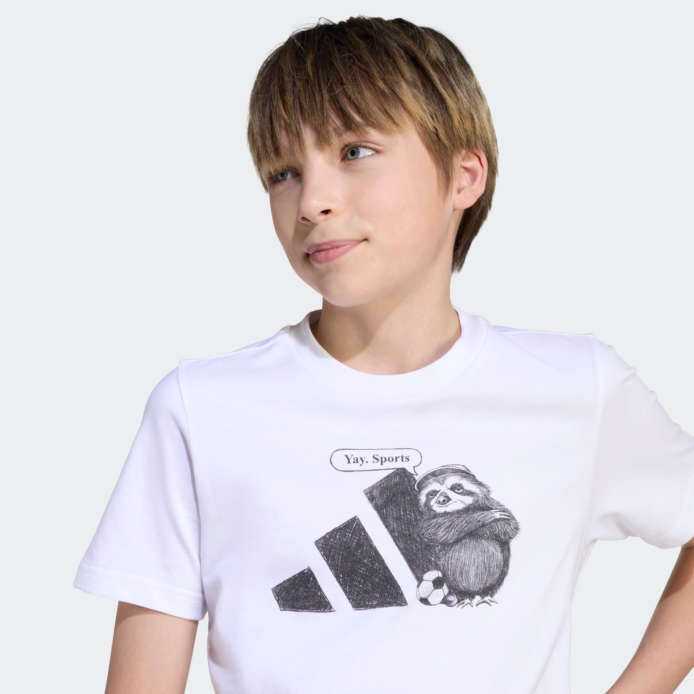 adidas Sportswear T-Shirt »SPORTLICHES MIT GRAFIK FÜR KINDER« für Kinder, mit auffälliger Grafik, aus Baumwolle