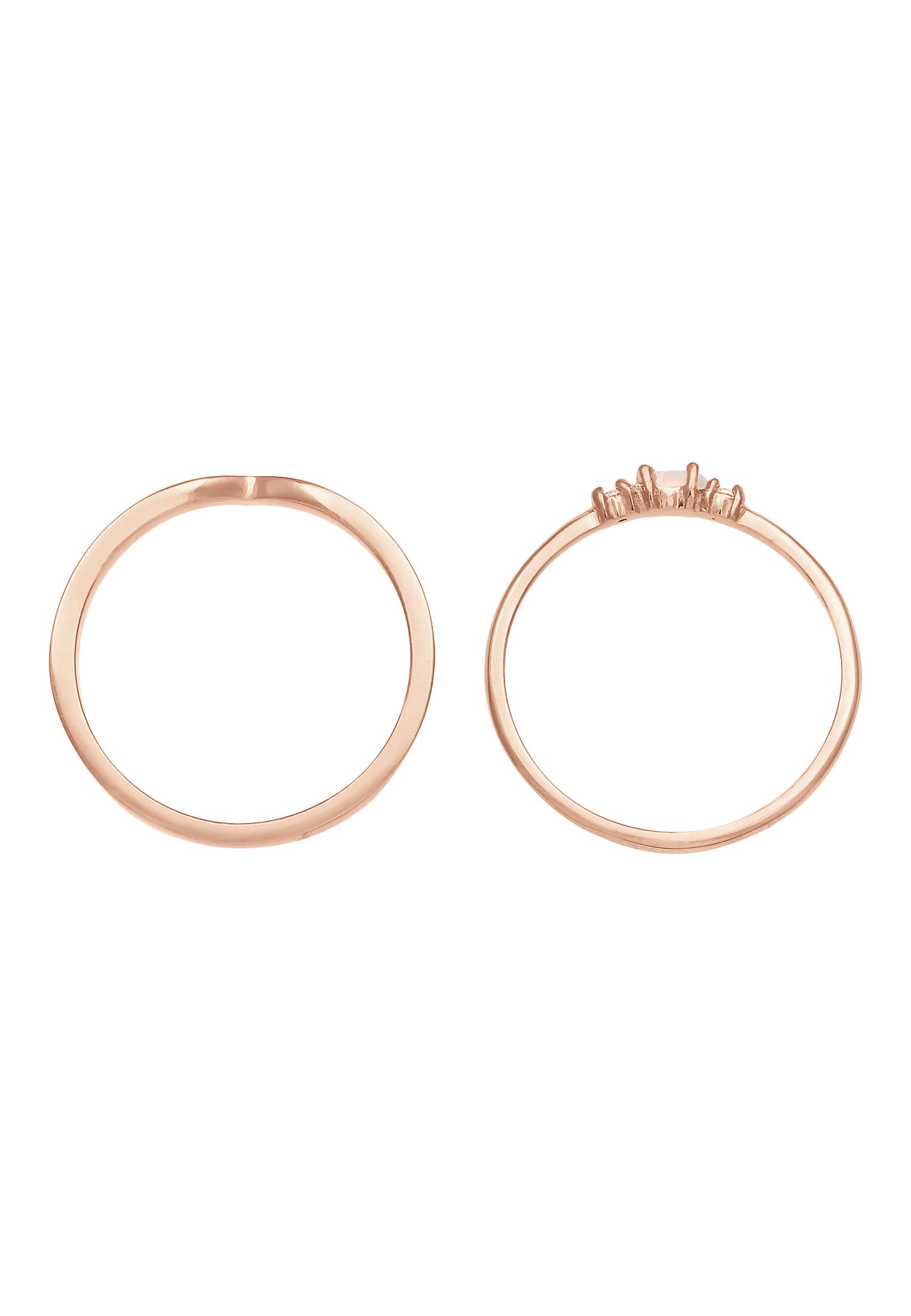 Elli Ring-Set »Ring Marquise Opal Zirkonia Dreieck (2 tlg) 925 Silber«