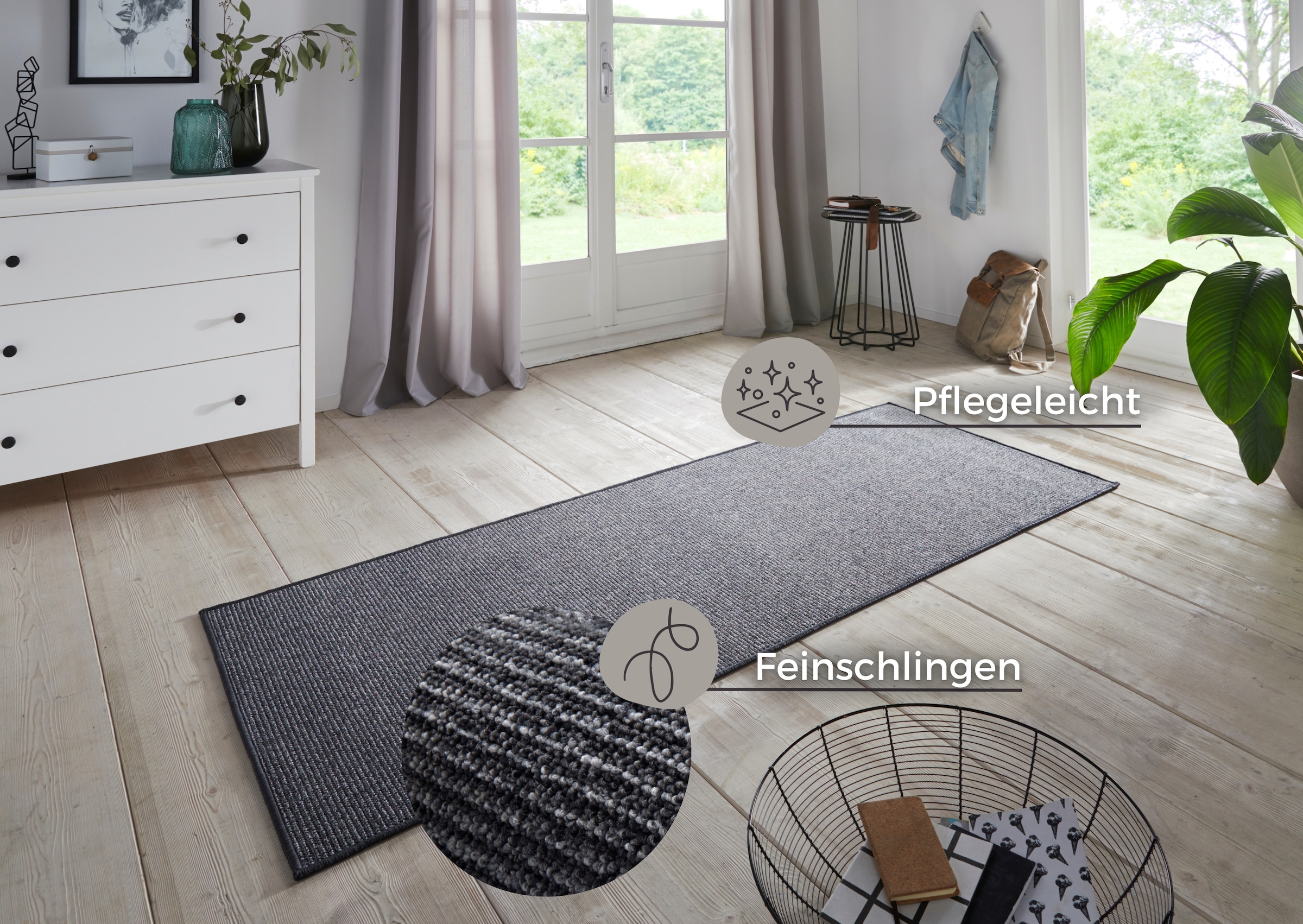 HANSE Home Läufer »Bouclé«, rechteckig, 5 mm Höhe, rutschfest, Sisal Optik, Teppich, Küche, Flur, schlicht, umkettelt