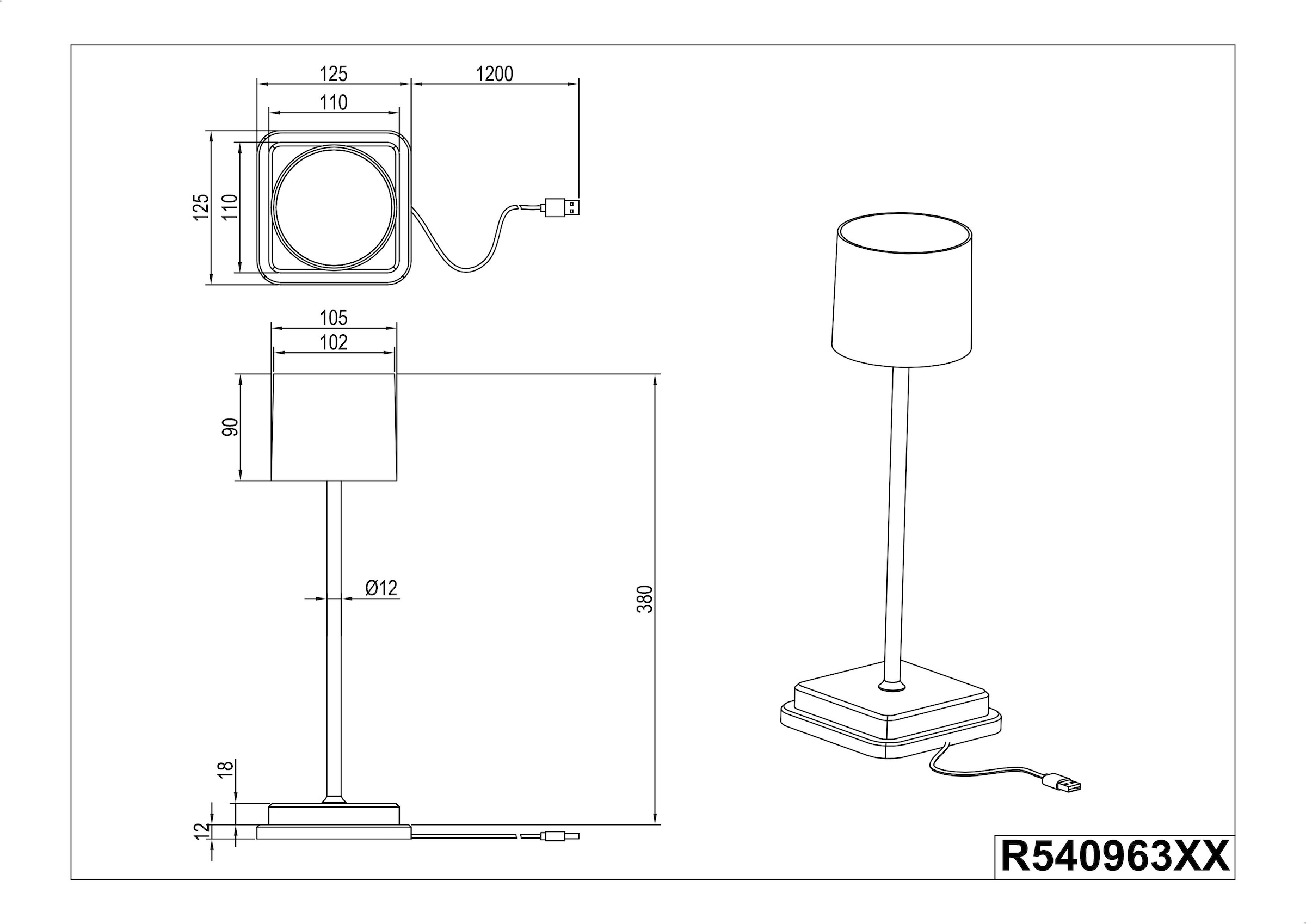 REALITY Leuchten LED Außen-Tischleuchte »Fernandez«, LED fest integriert, dimmbar, Lichtfarbe einstellbar, USB Ladestation