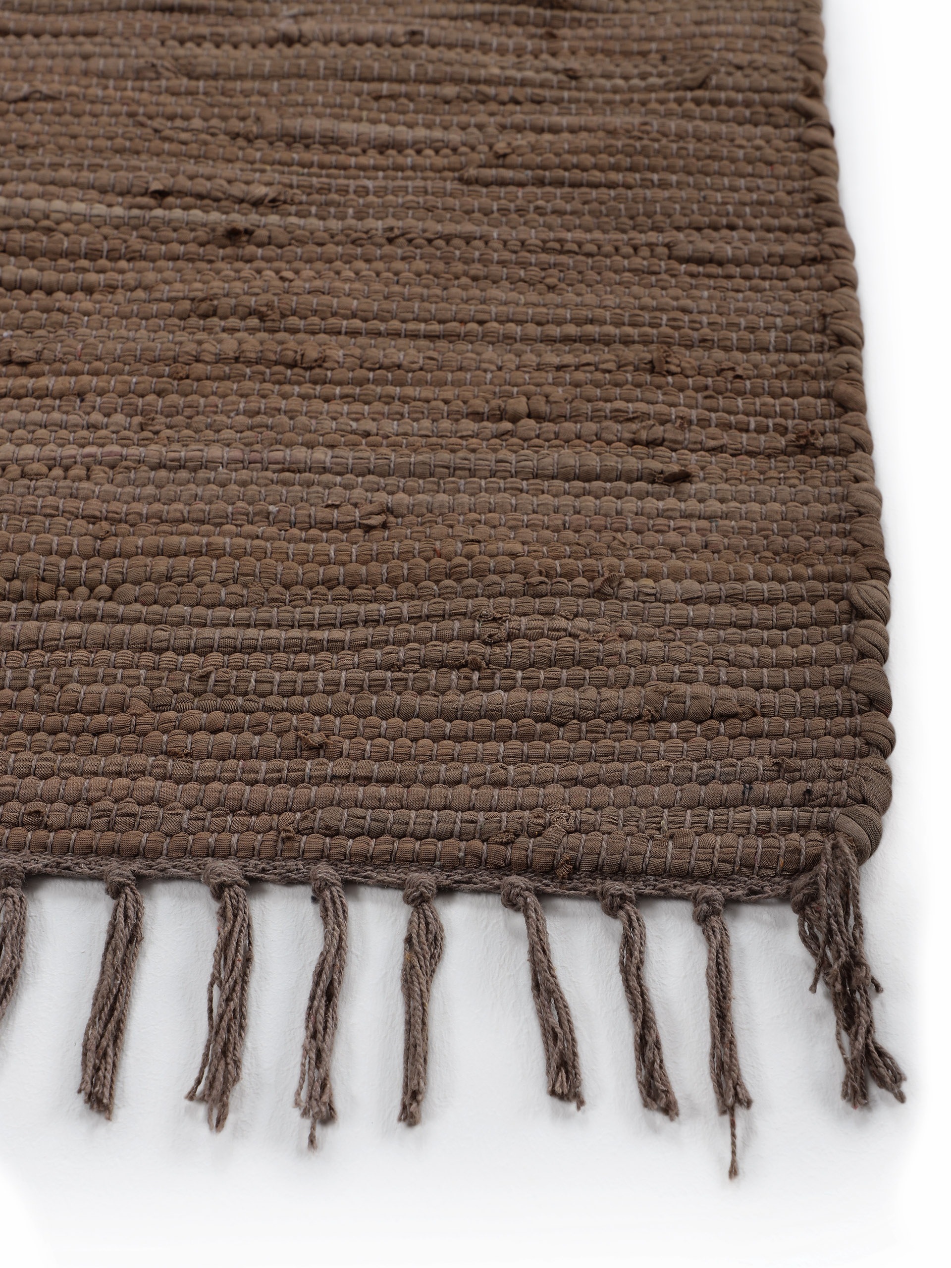 carpetfine Teppich »Kelim Chindi uni , auch als Läufer« rechteckig 5 mm Höhe Wendeteppich, reine Baumwolle, handgewebt, Uni-Farben, mit Fransen