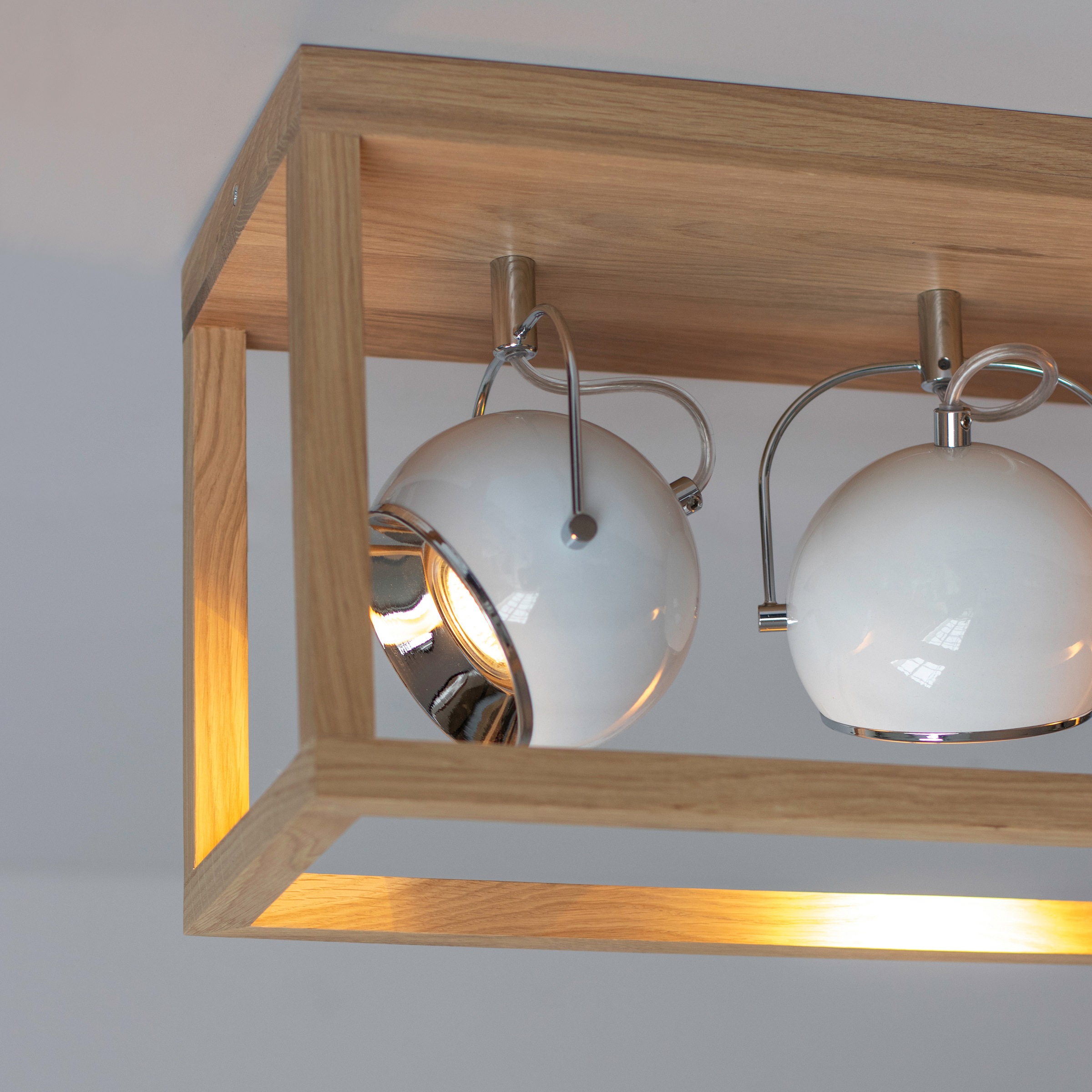 SPOT Light LED Deckenleuchte »ROY«, 4 flammig, Leuchtmittel GU10 | LED wechselbar, Inklusive LED-Leuchtmittel, Naturprodukt aus Eichenholz, Nachhaltig