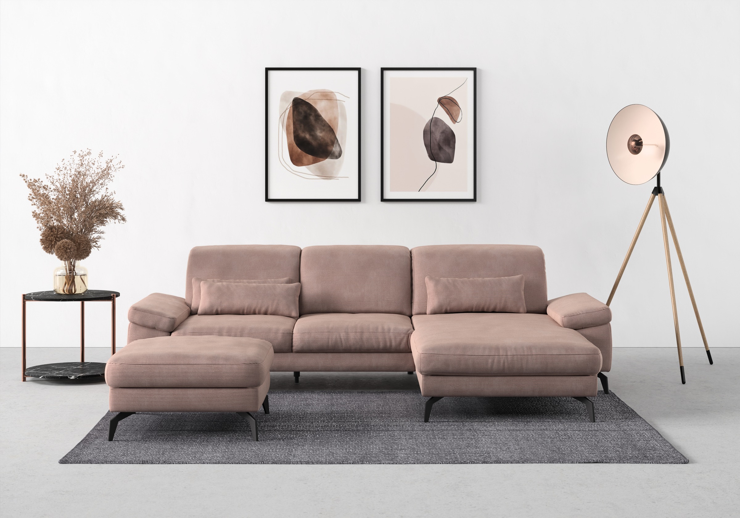 sit&more Ecksofa »Cabana L-Form«, Recamiere, wahlweise mit Sitztiefen-, Armlehnen- und Kopfteilfunktion