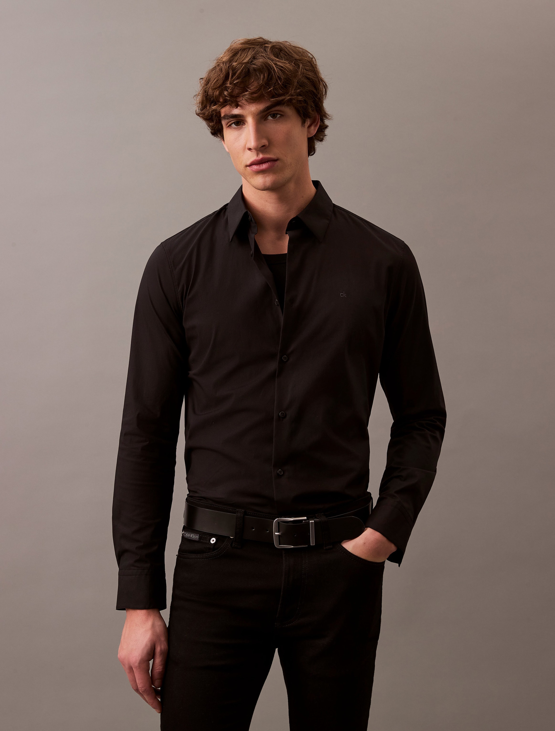 Calvin Klein Langarmhemd »LS SOLID STRETCH SLIM SHIRT«, in Unifarbe