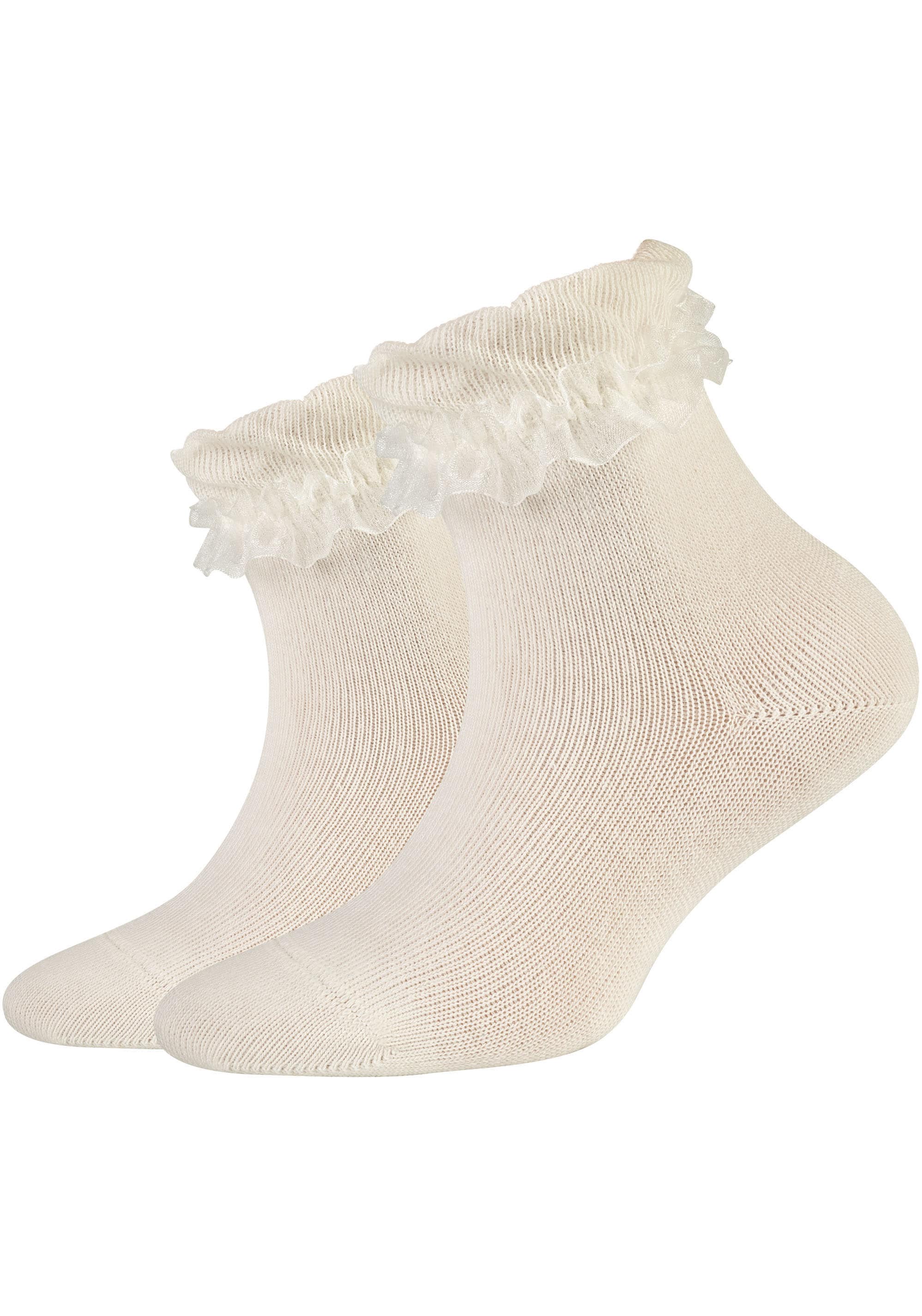 Camano Socken »ca-soft«, (4er Pack), mit romantischem Rüschendesign