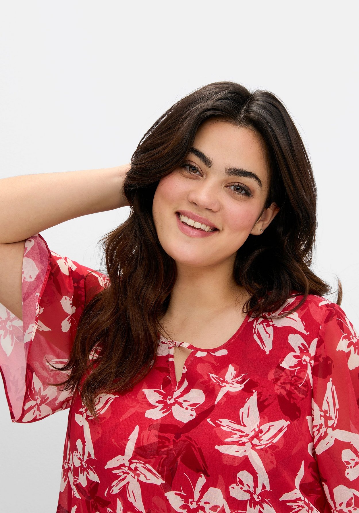 Sheego Chiffontunika »Chiffontunika mit Blütenprint und Flügelärmeln«