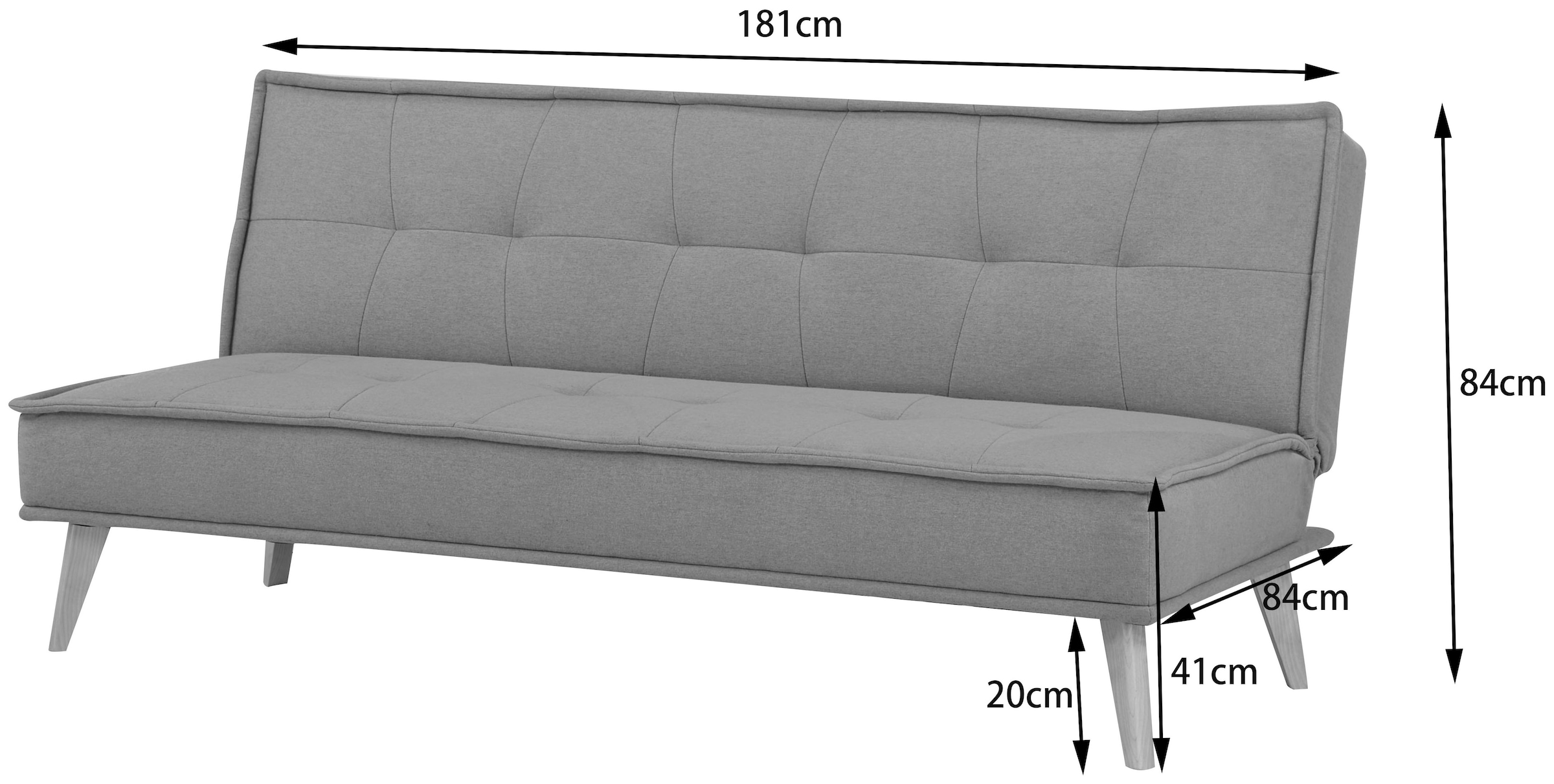 INOSIGN Schlafsofa »MENDOTA, 181 cm, 3-Sitzer mit Schlaffunktion,«, verstellbarer Rückenlehne, Klappmechanismus, Webstoff