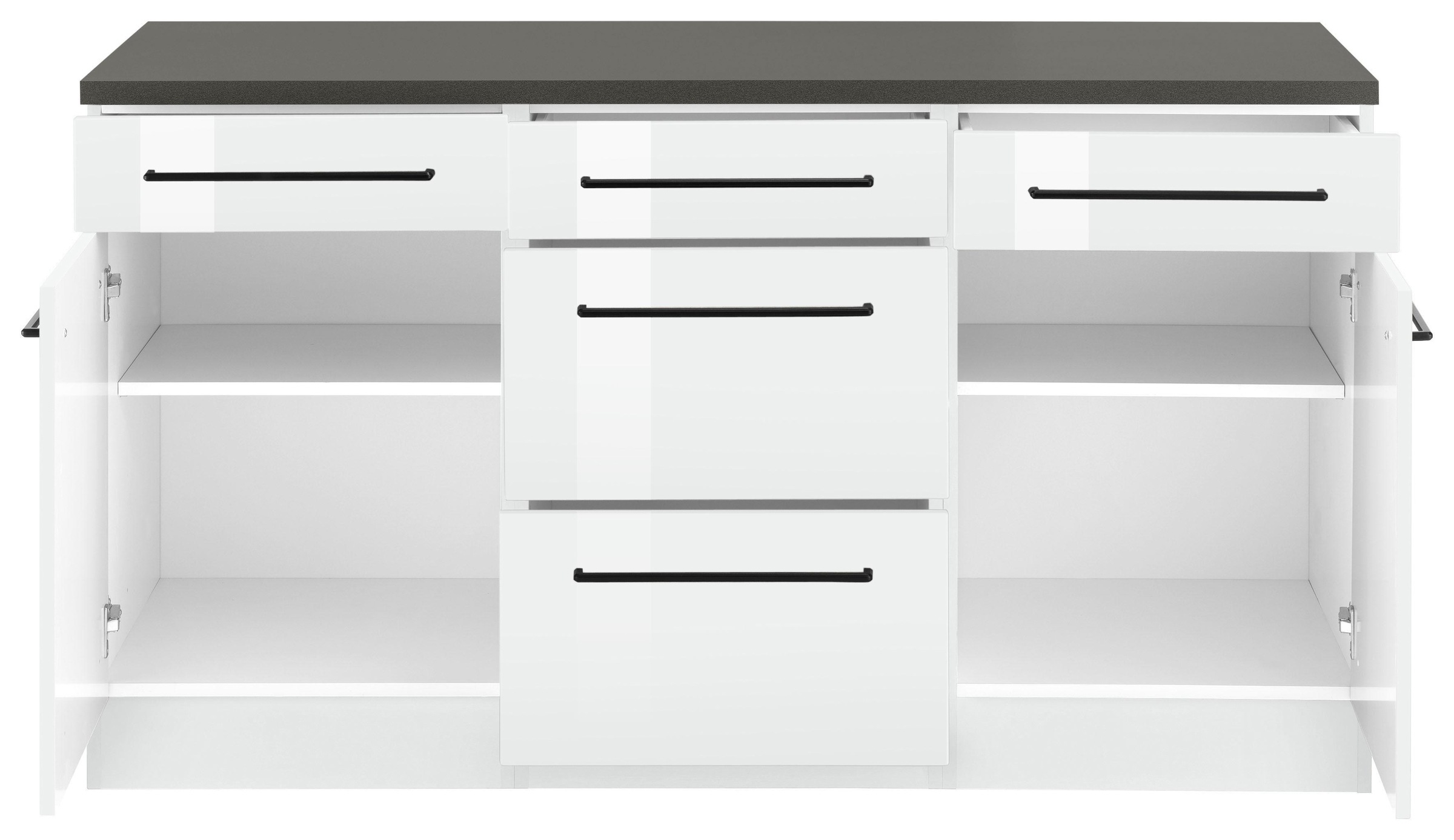 KOCHSTATION Unterschrank »KS-Tulsa«, 150 cm breit, 2 Türen, 3 Schubkästen, 2 große Auszüge für Stauraum