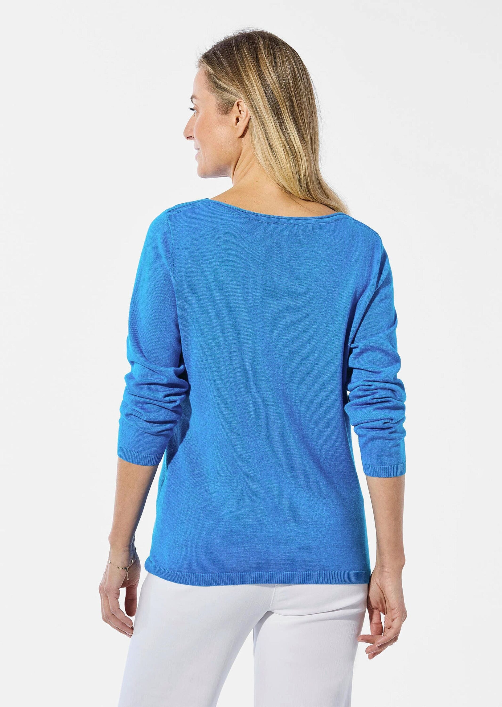 GOLDNER Strickpullover »Kurzgröße Pullover mit U-Boot-Ausschnitt aus Baumwoll-Viskose-Mix«