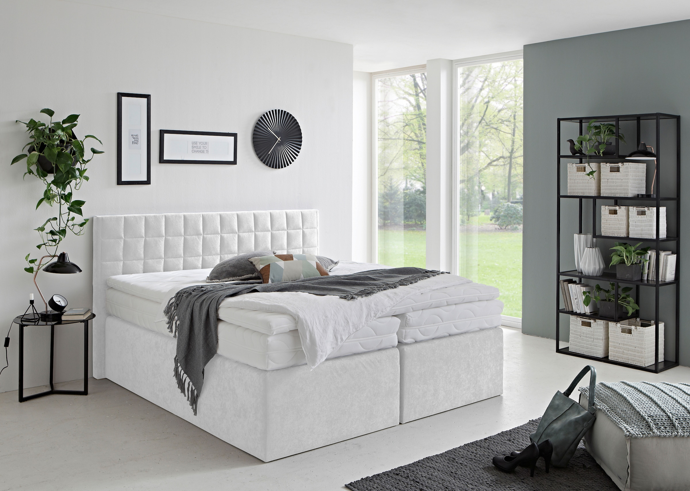 Westfalia Schlafkomfort Boxspringbett »Dublin, wahlweise mit Topper in verschiedenen Härtegraden erhältlich« mit schöner Kopfteilversteppung