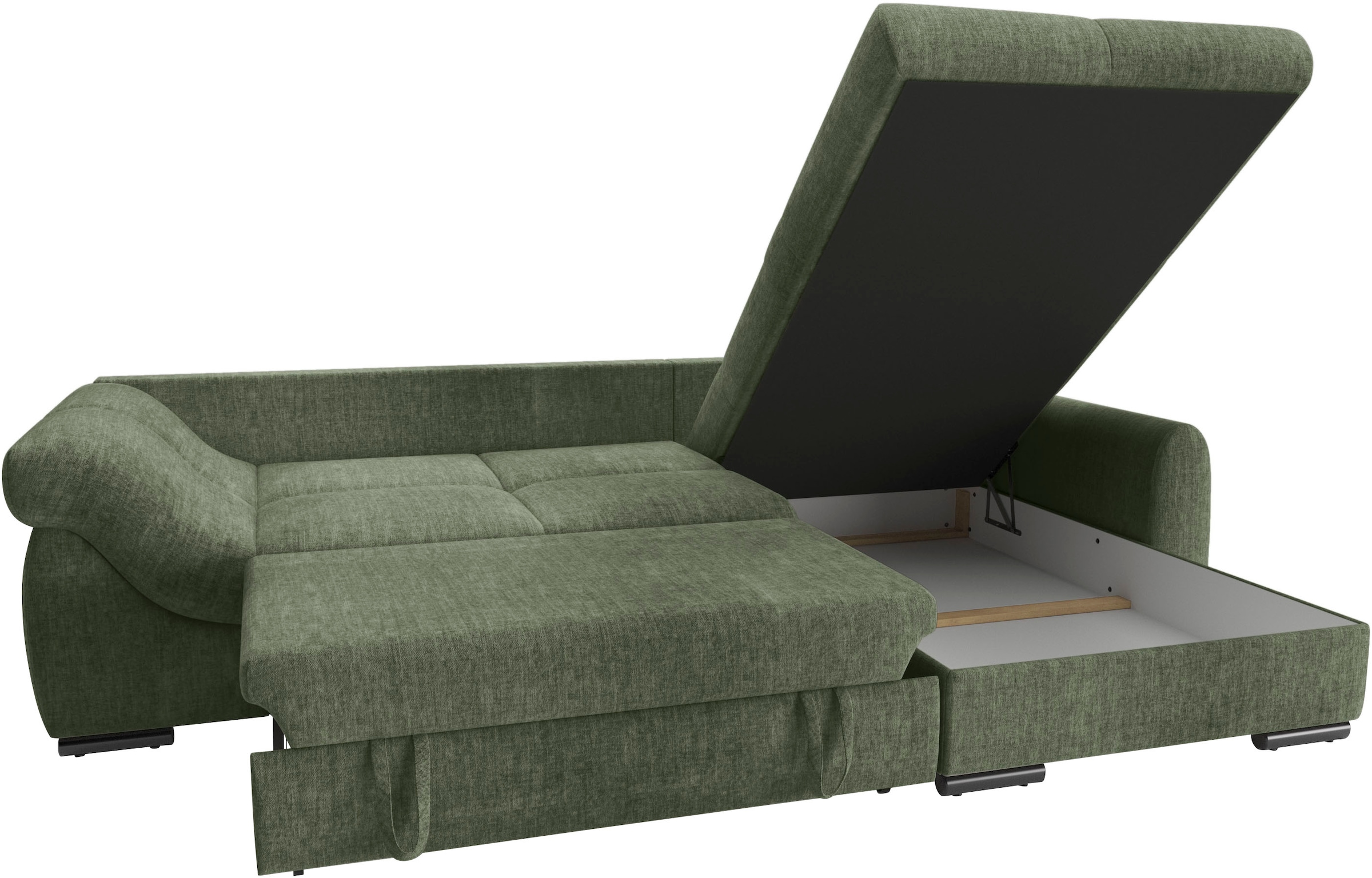 Mr. Couch Ecksofa »Livorno L-Form«, inkl. Hochschläfer-Bettauszug, XL-Bettkasten weiß beschichtet