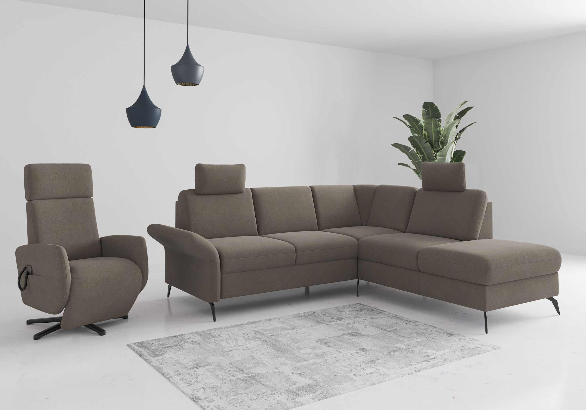 Home affaire Ecksofa »Rochelle«, optional: Armteilverstellung, klappbar, Bettkasen