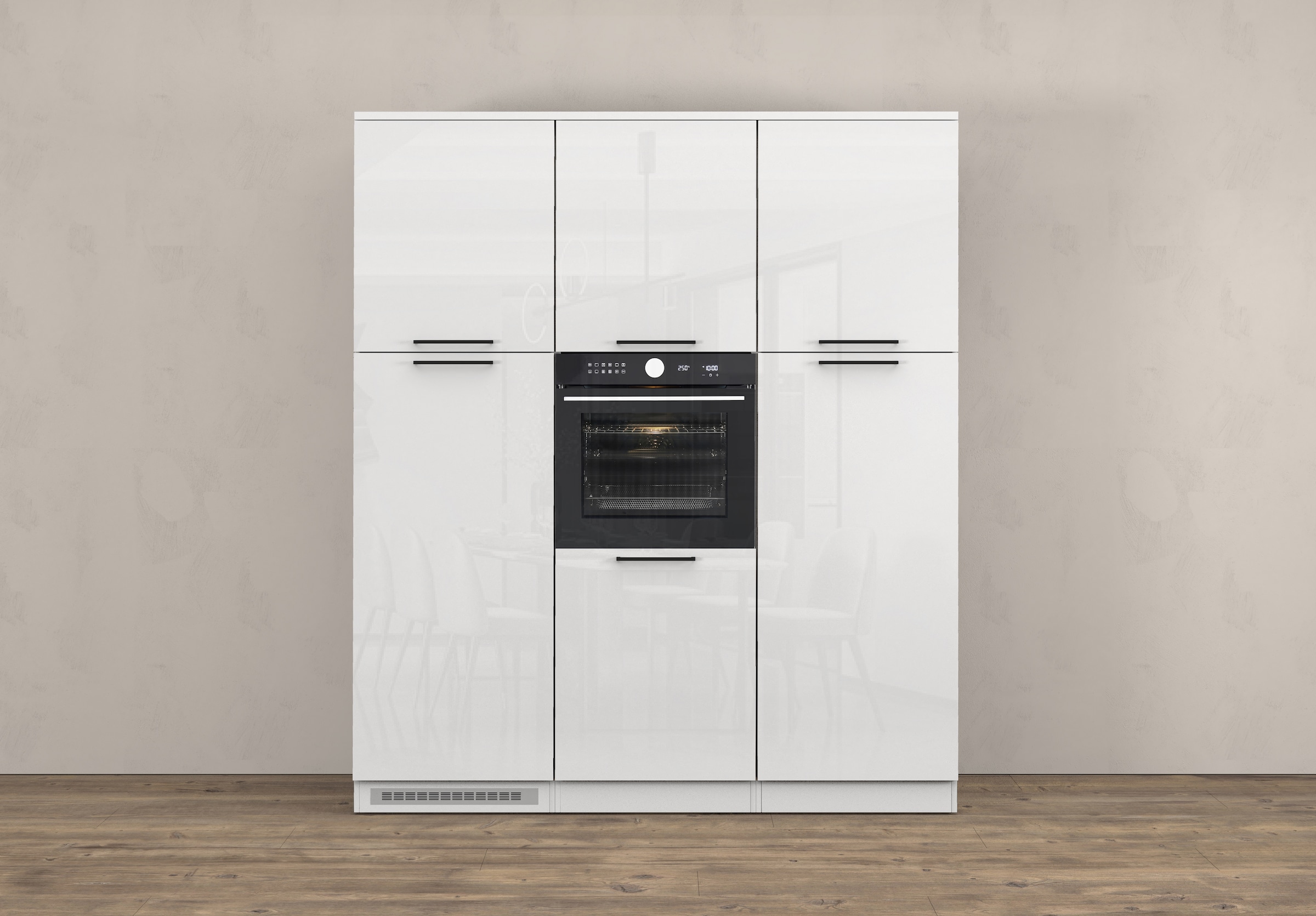 KOCHSTATION Küchenzeile »Luna, Küchenblock, Kücheninsel, Hängeschrank, Made in Italy« 3er-Set, Metallgriffe, Soft-Close-Funktion, inklusive Spüle
