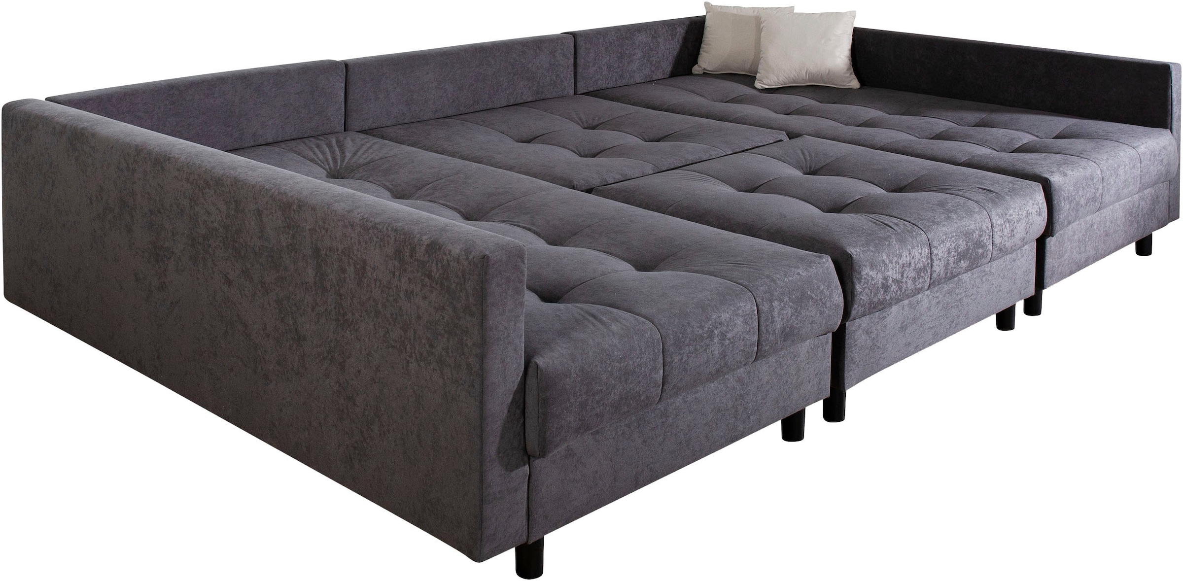 COLLECTION AB Wohnlandschaft »Toni U-Form, B: 298 cm, Liegefl. 282x178cm« Set 2tlg. Sofa + Hocker, mit Schlaffunktion, Federkern, 3 Zierkissen