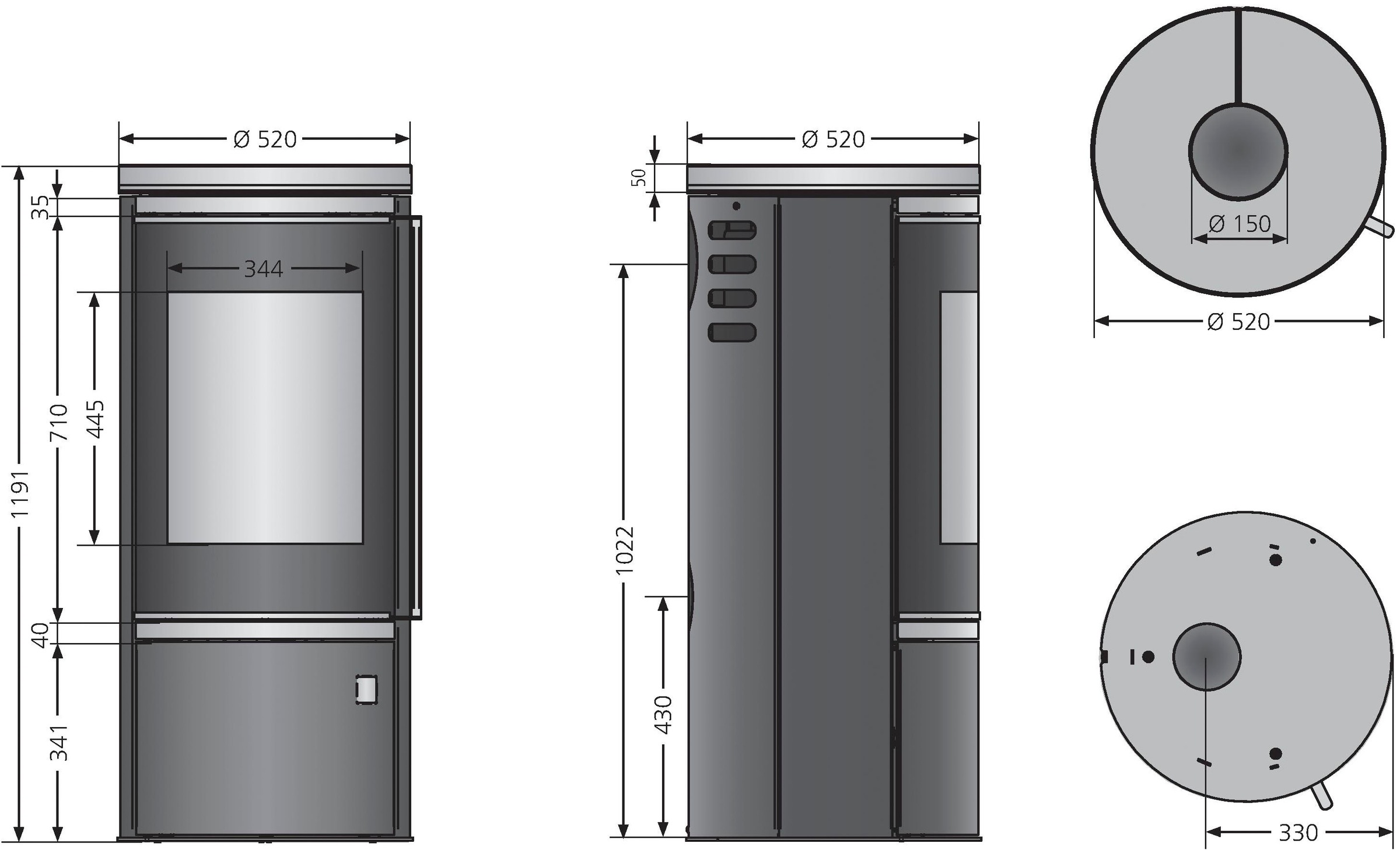 Oranier Kaminofen »Arena 2.0« 2 Stk. tlg. Abdeckplatte aus Glas