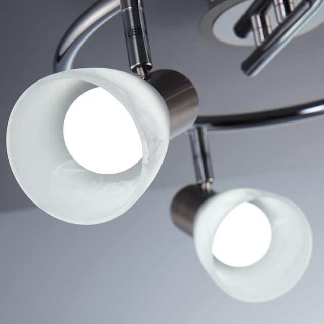 B.K.Licht LED Deckenspot »Lunas«, 3 flammig-flammig, LED Deckenleuchte, schwenkbare  Spots, Chrom, Glas-Lampenschirm, E14 online kaufen | mit 3 Jahren XXL  Garantie