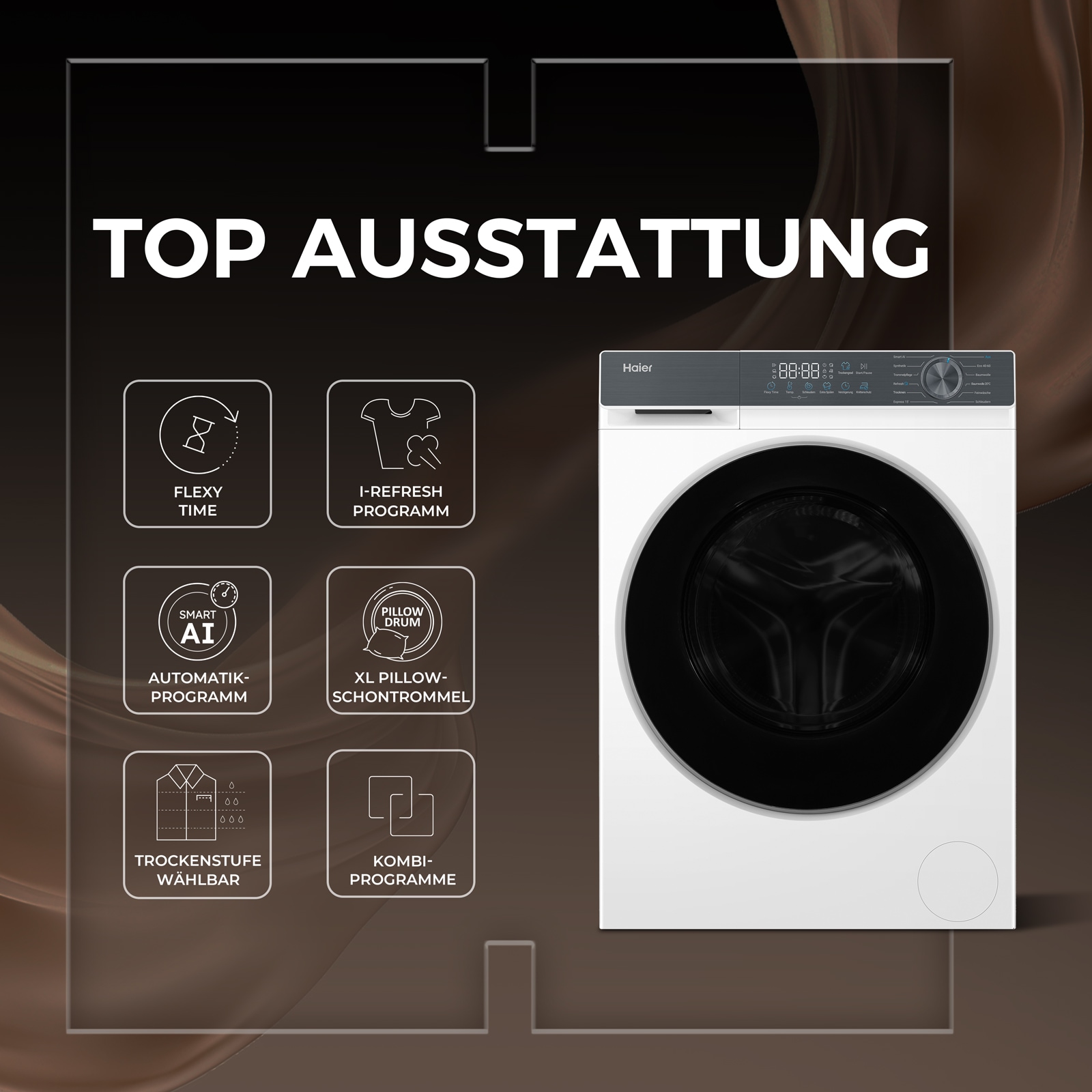 Haier Waschtrockner »HWD80-BP14637T« G3 Serie 8 kg /5 kg 72 dB(A) Smart AI Automatikprogramm