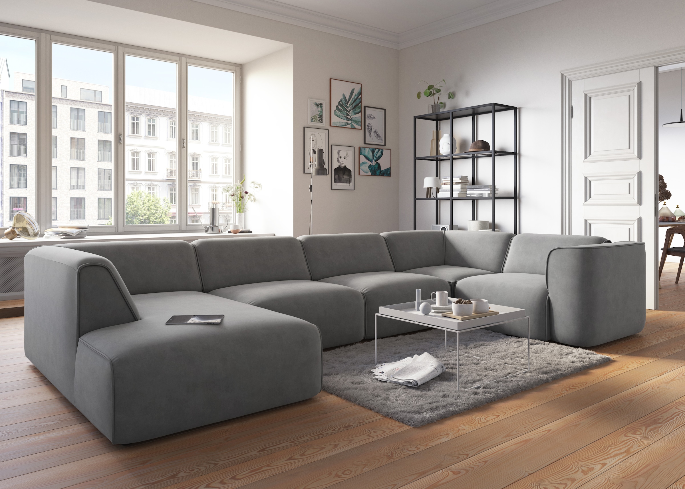 RAUM.ID Wohnlandschaft »Merid U-Form, jederzeit durch Module erweiterbar, B/T/H: 367/206/70 cm«, als Modul oder separat verwendbar, für individuelle Zusammenstellung