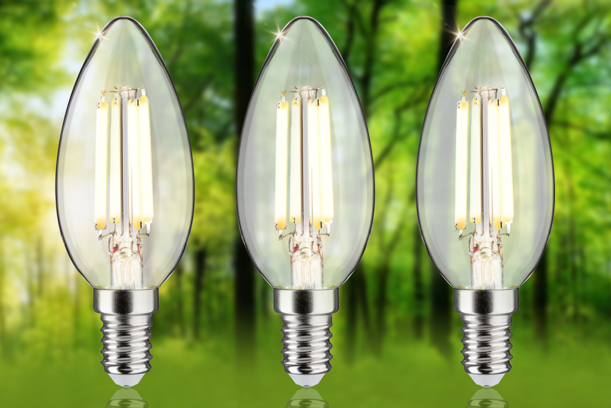 Paulmann LED-Leuchtmittel »Eco-Line Filament 230V LED Kerze E14 3er-Pack 525lm 2,5W 3000K Klar« E14 3 Stk. Warmweiß